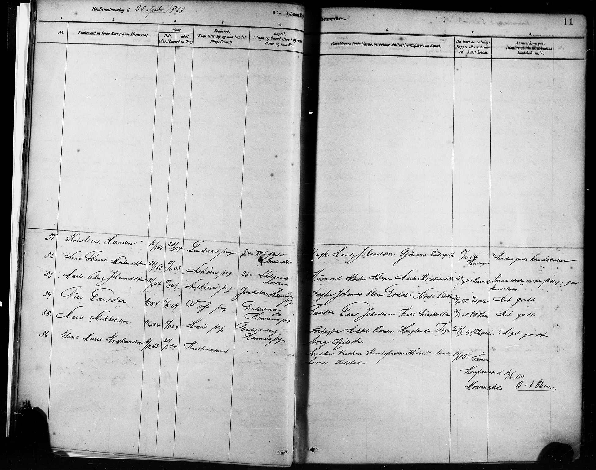 Sandviken Sokneprestembete, AV/SAB-A-77601/H/Ha/L0002: Parish register (official) no. A 2, 1878-1896, p. 11