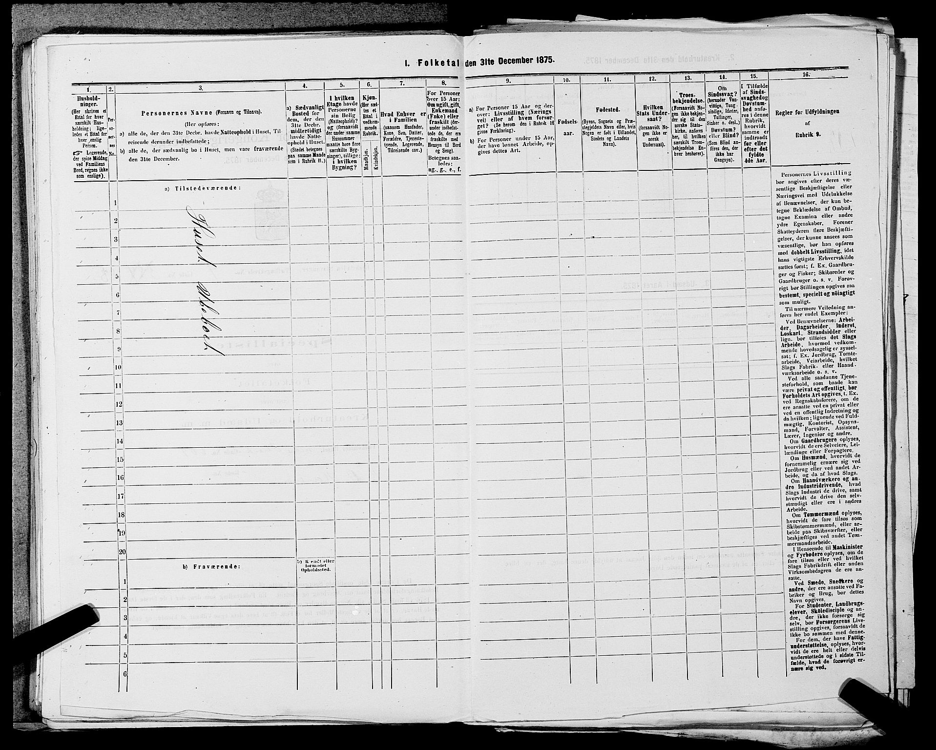 SAST, 1875 census for 1103 Stavanger, 1875, p. 824