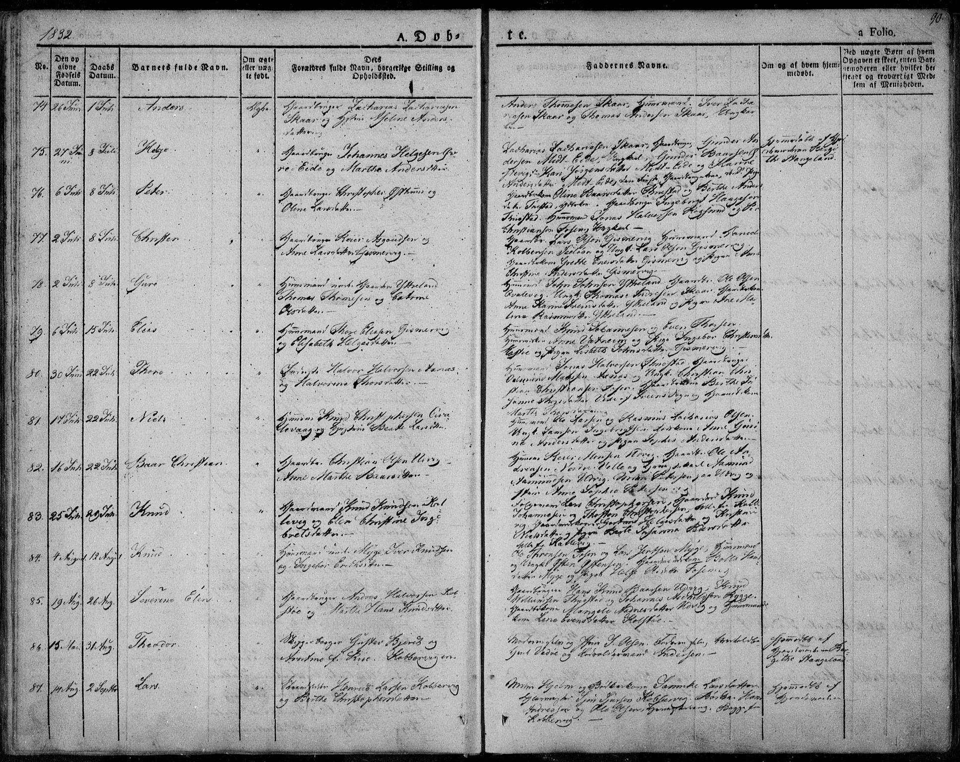 Avaldsnes sokneprestkontor, SAST/A -101851/H/Ha/Haa/L0005: Parish register (official) no. A 5.1, 1825-1841, p. 90