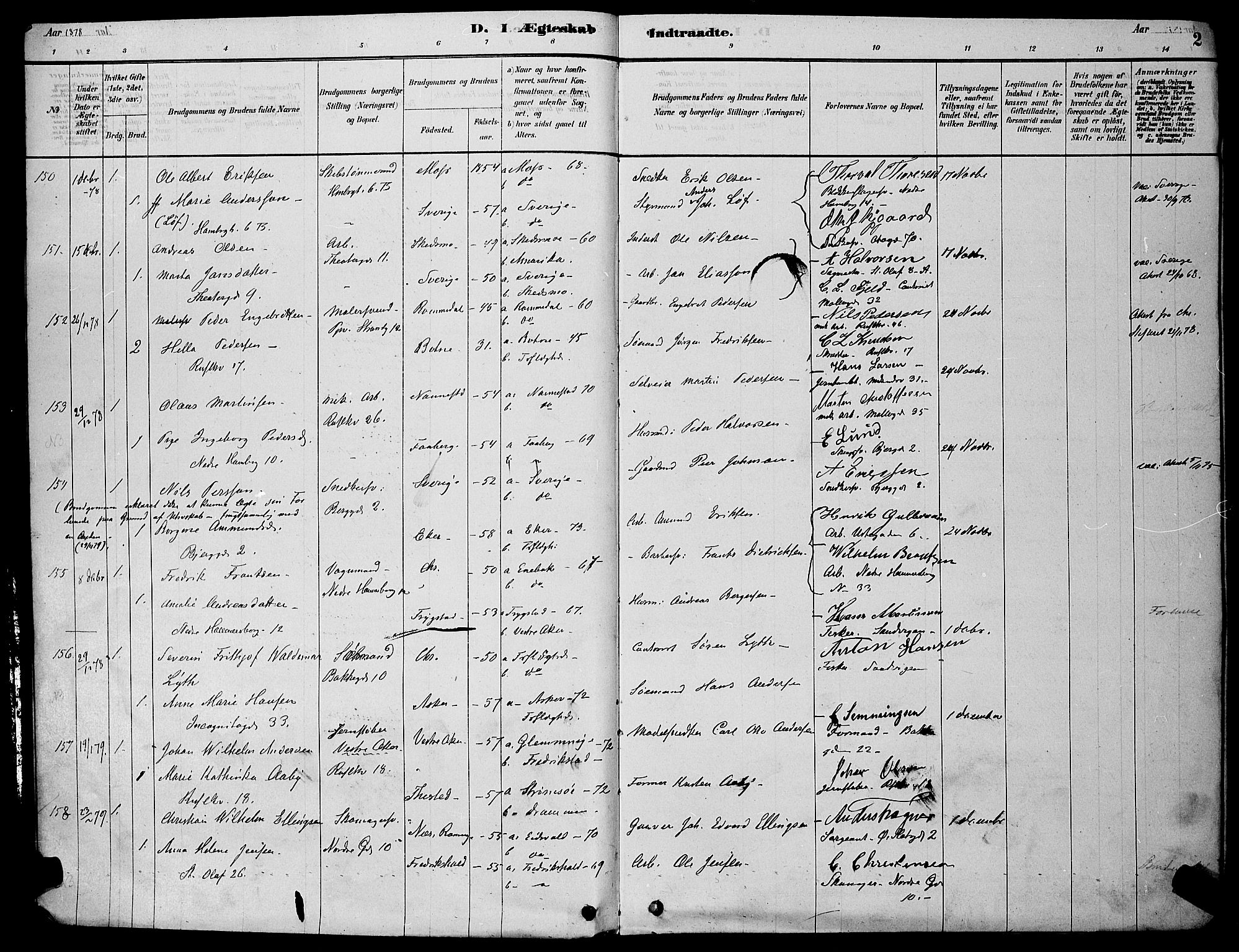 Trefoldighet prestekontor Kirkebøker, AV/SAO-A-10882/H/Ha/L0003: Banns register no. 3, 1878-1888, p. 2