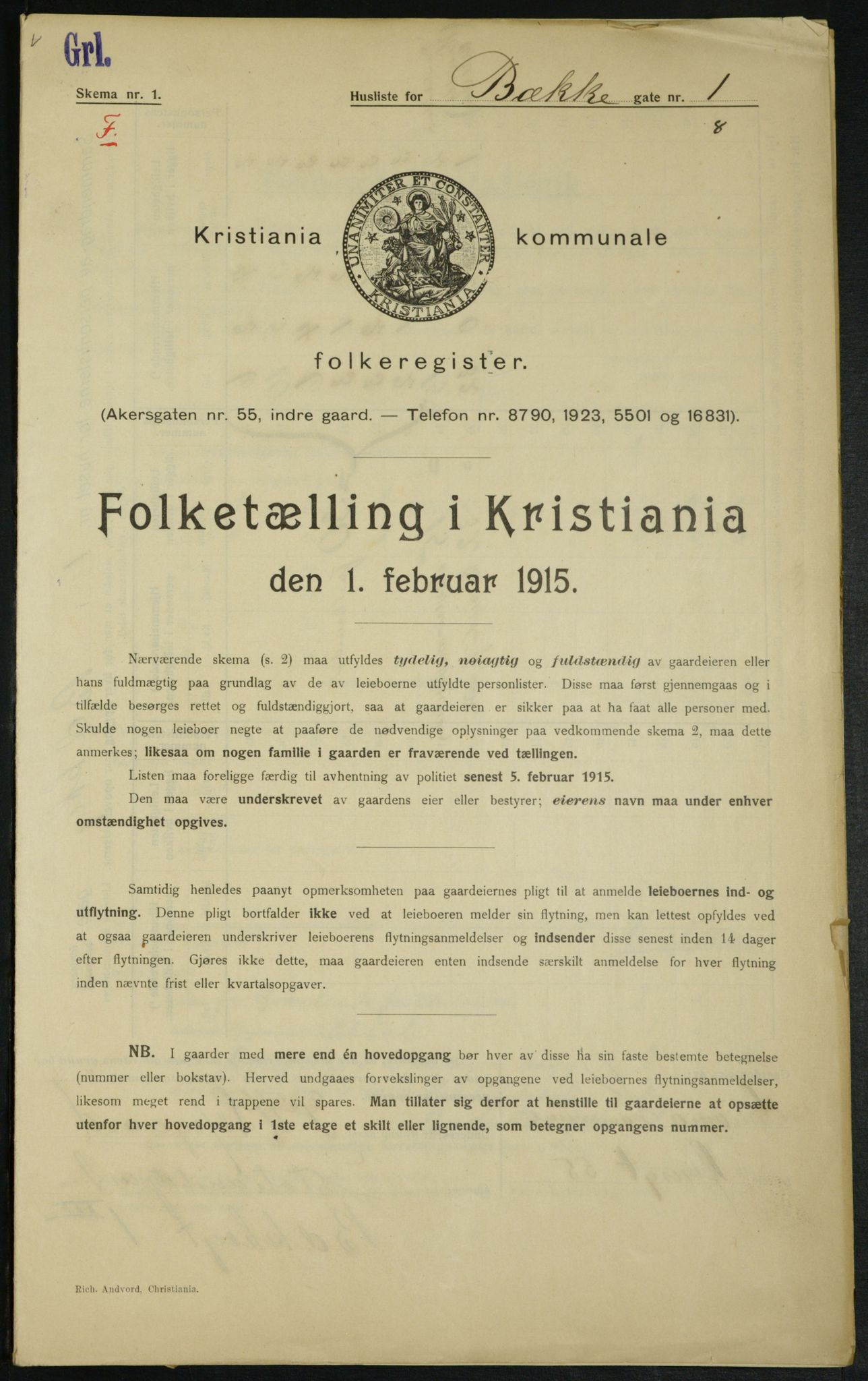 OBA, Municipal Census 1915 for Kristiania, 1915, p. 11051