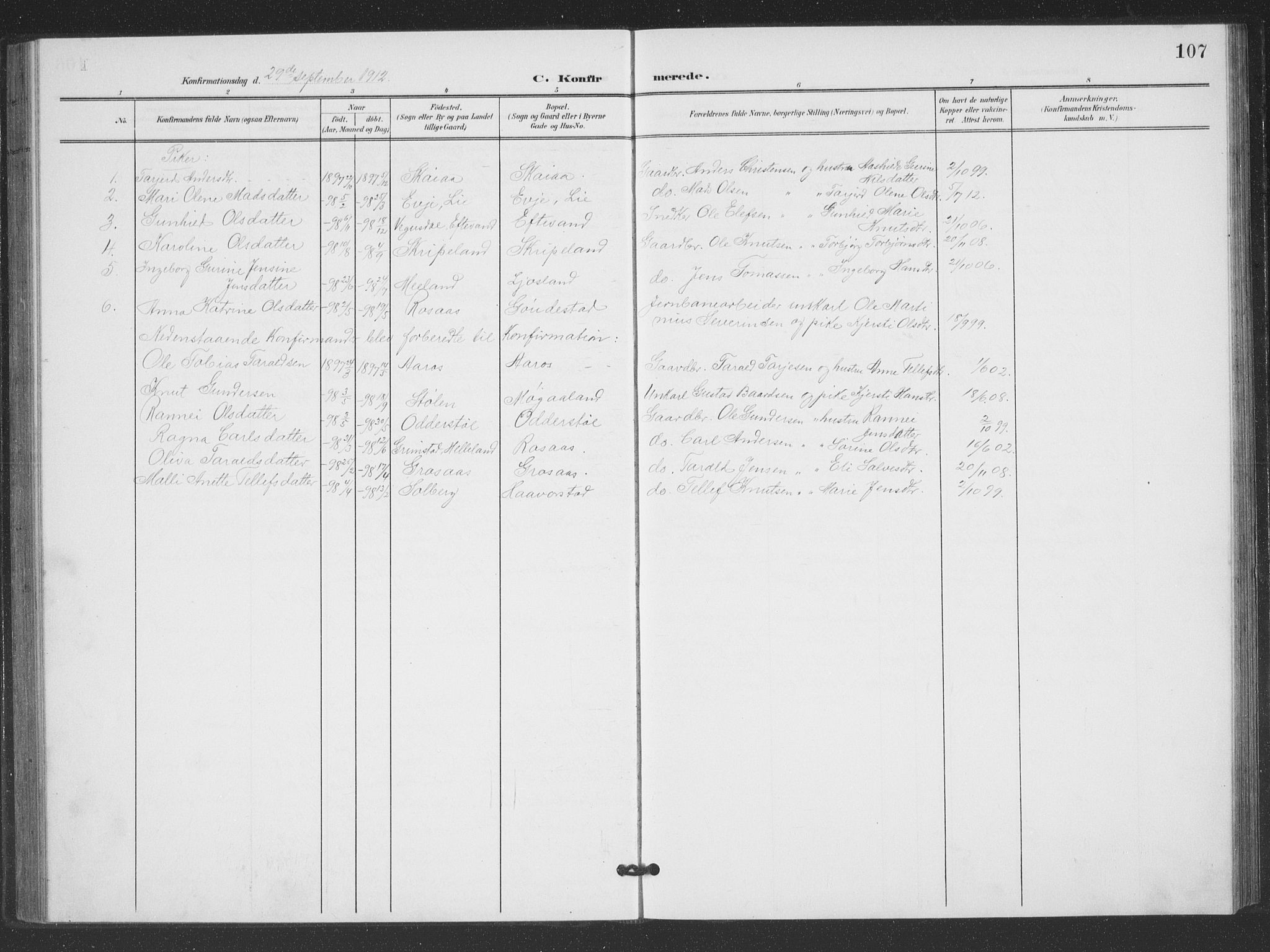 Evje sokneprestkontor, SAK/1111-0008/F/Fb/Fbc/L0005: Parish register (copy) no. B 5, 1901-1935, p. 107