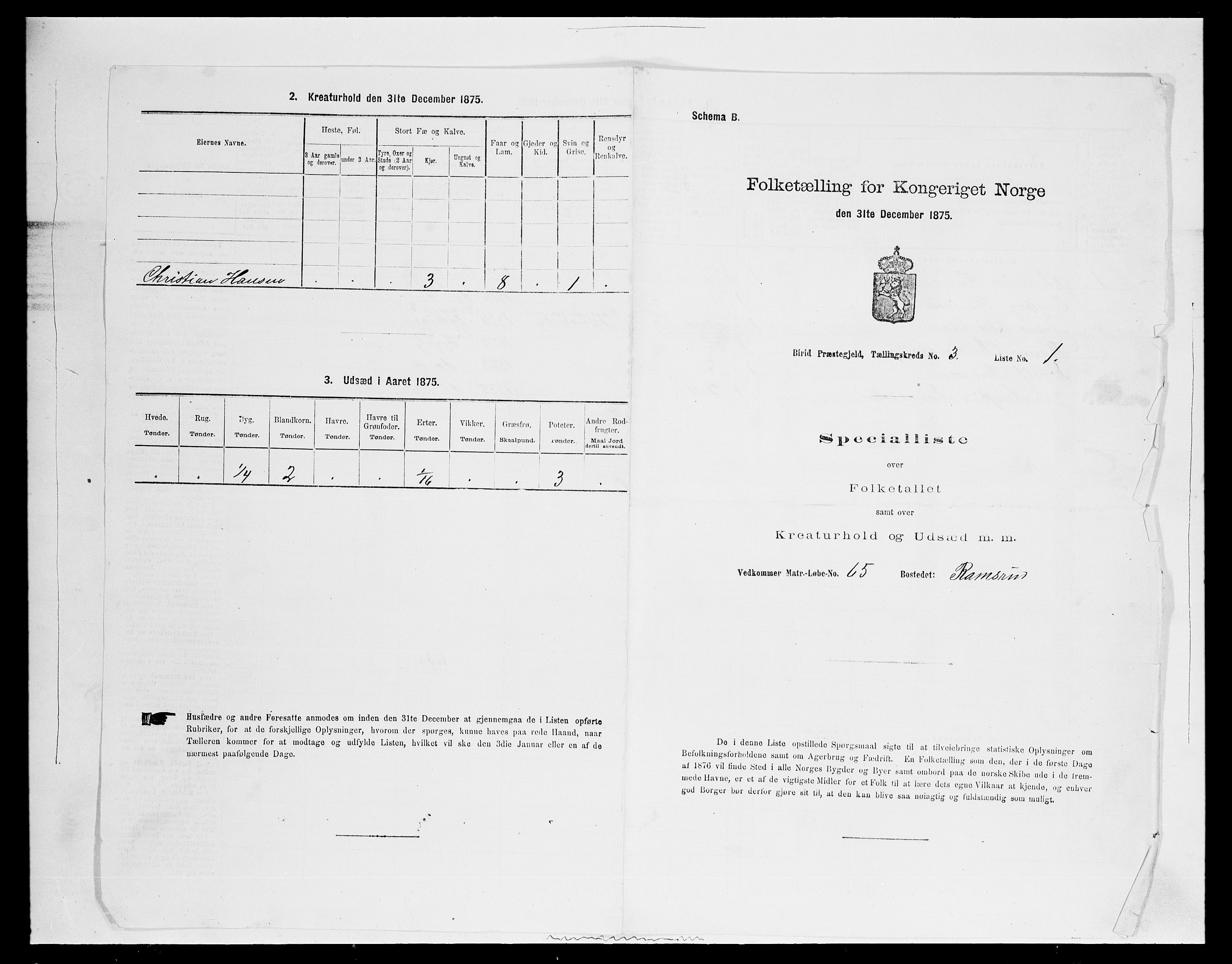 SAH, 1875 census for 0525P Biri, 1875, p. 563