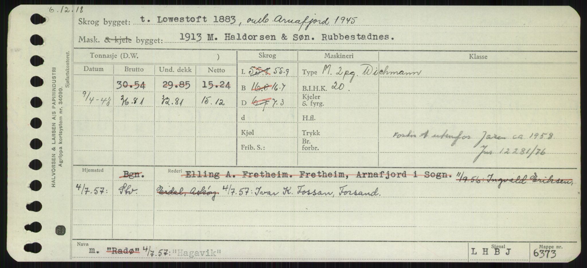 Sjøfartsdirektoratet med forløpere, Skipsmålingen, RA/S-1627/H/Ha/L0002/0002: Fartøy, Eik-Hill / Fartøy, G-Hill, p. 395