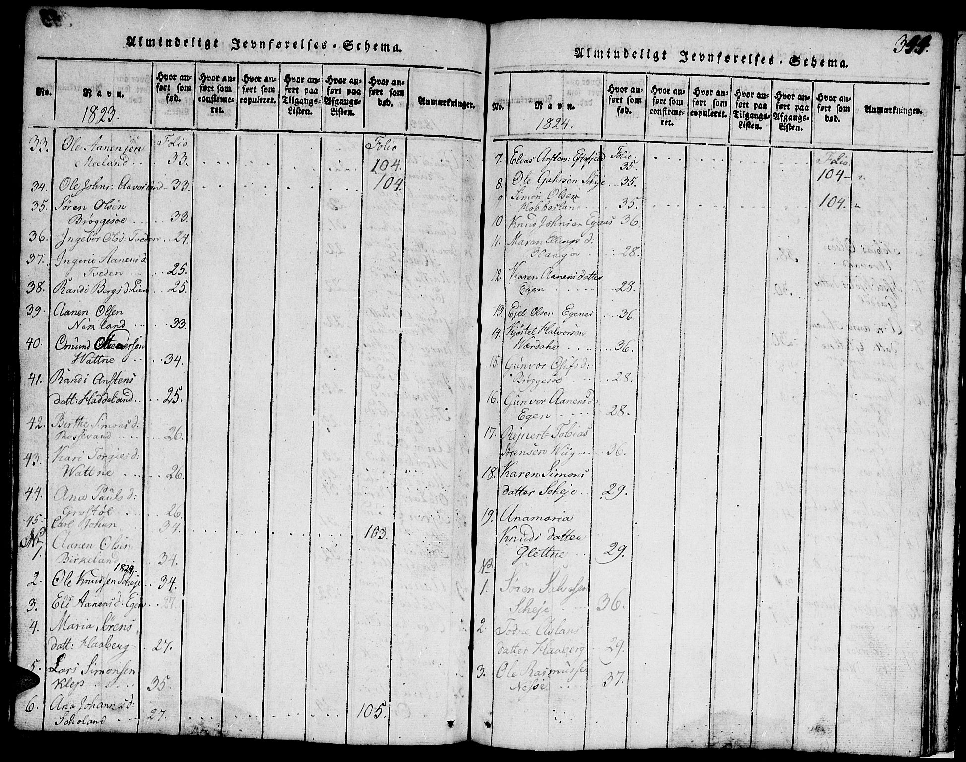 Hægebostad sokneprestkontor, SAK/1111-0024/F/Fb/Fbb/L0001: Parish register (copy) no. B 1, 1816-1850, p. 344