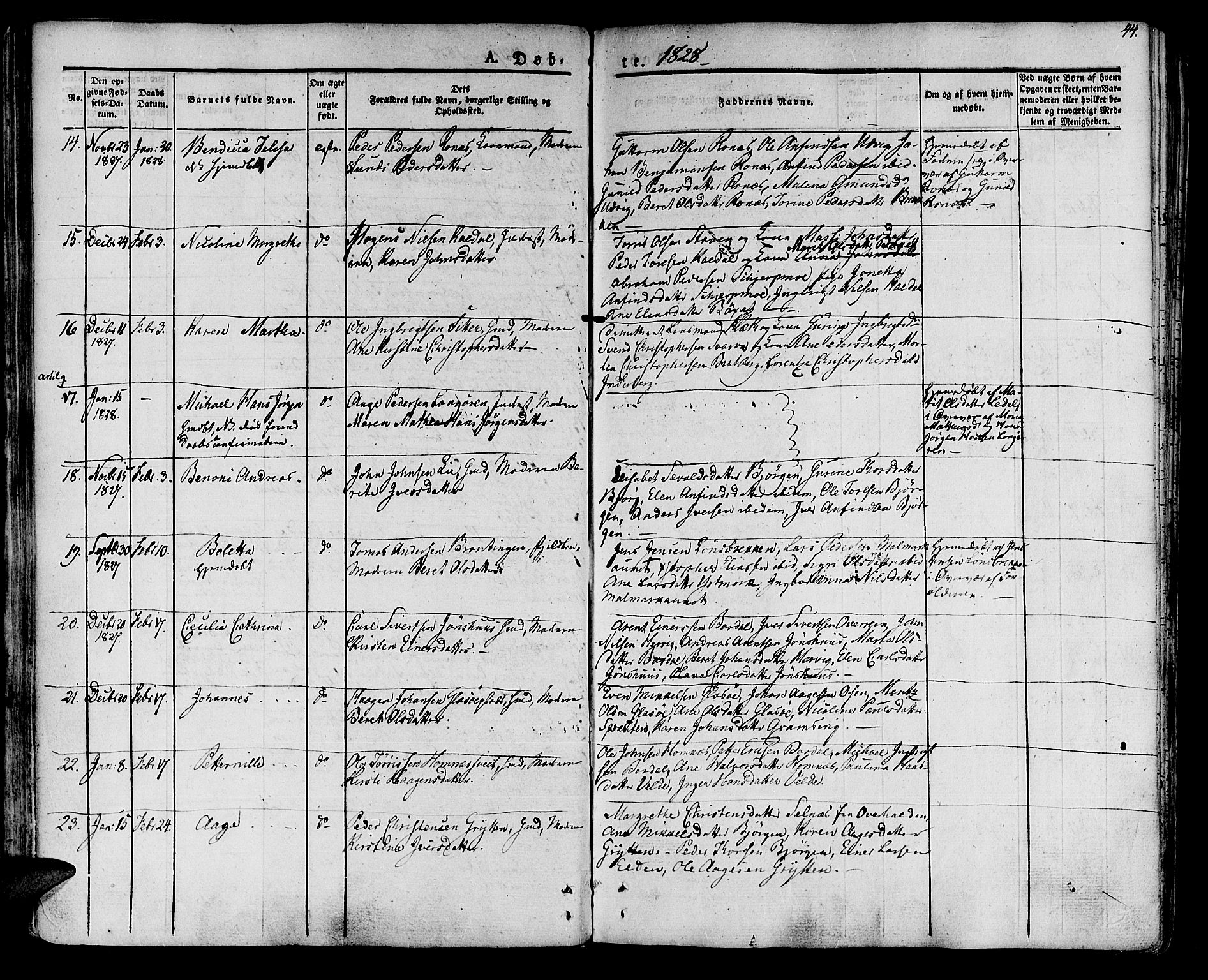 Ministerialprotokoller, klokkerbøker og fødselsregistre - Nord-Trøndelag, SAT/A-1458/741/L0390: Parish register (official) no. 741A04, 1822-1836, p. 44