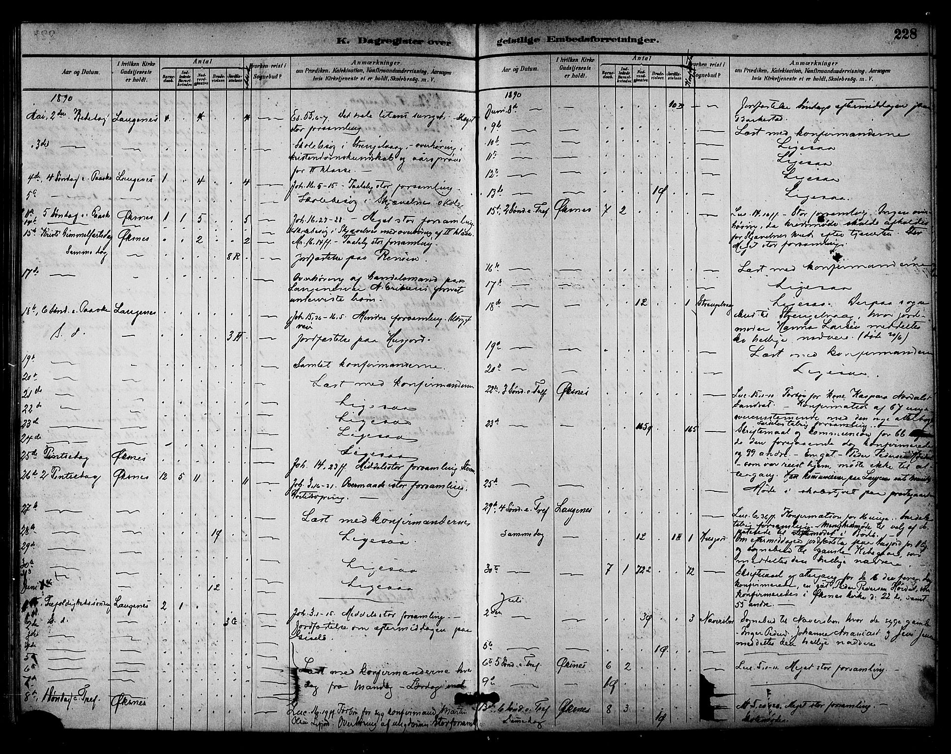 Ministerialprotokoller, klokkerbøker og fødselsregistre - Nordland, SAT/A-1459/893/L1337: Parish register (official) no. 893A09, 1885-1893, p. 228