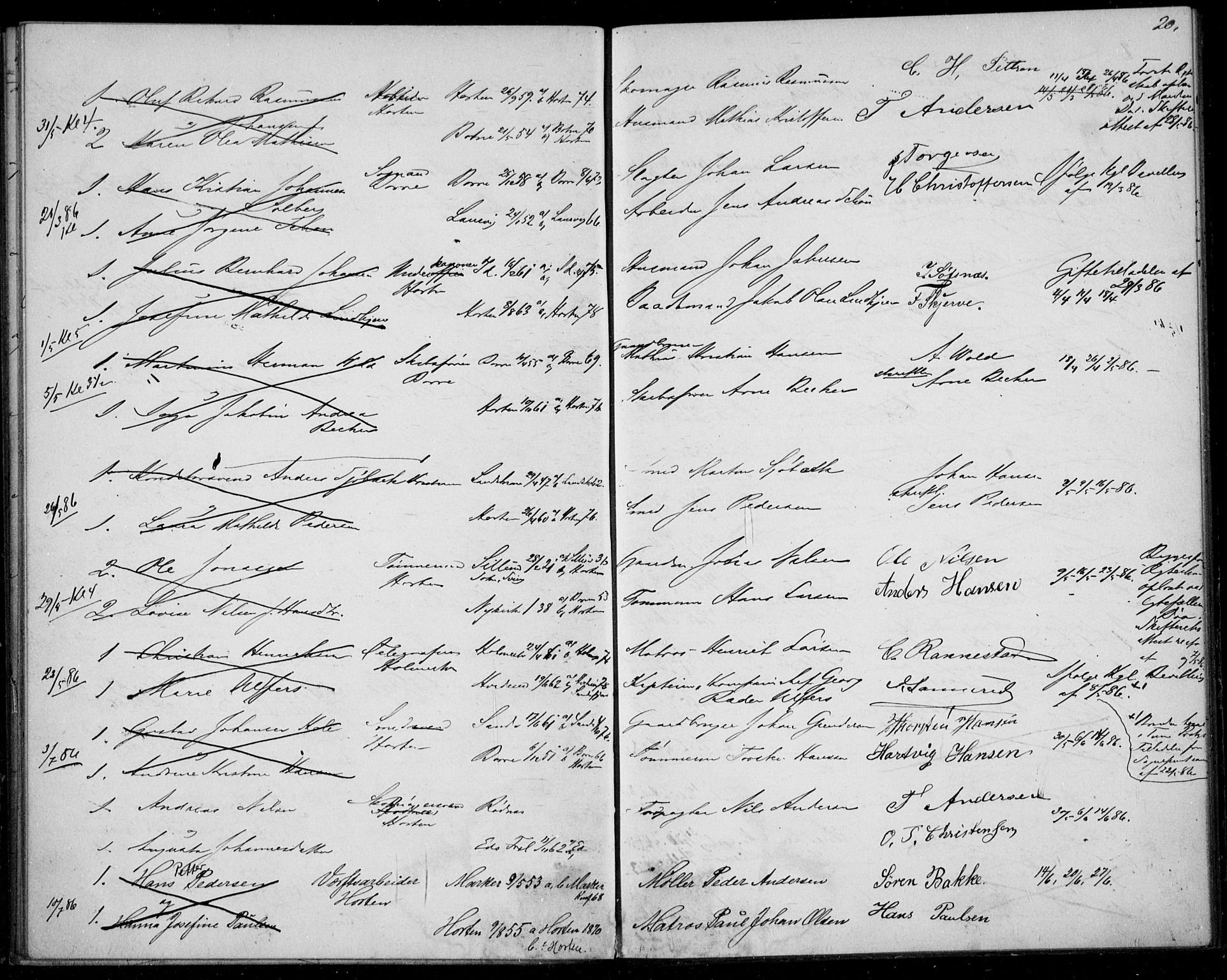 Horten kirkebøker, AV/SAKO-A-348/H/Ha/L0002: Banns register no. 2, 1881-1891, p. 20