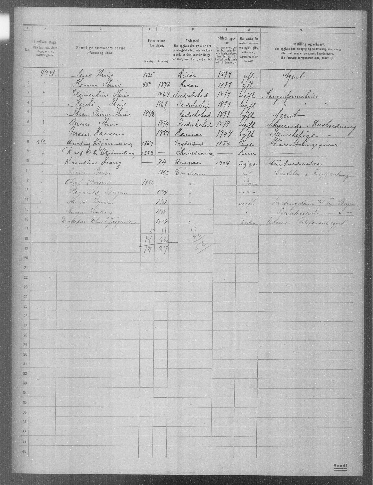 OBA, Municipal Census 1904 for Kristiania, 1904, p. 2754