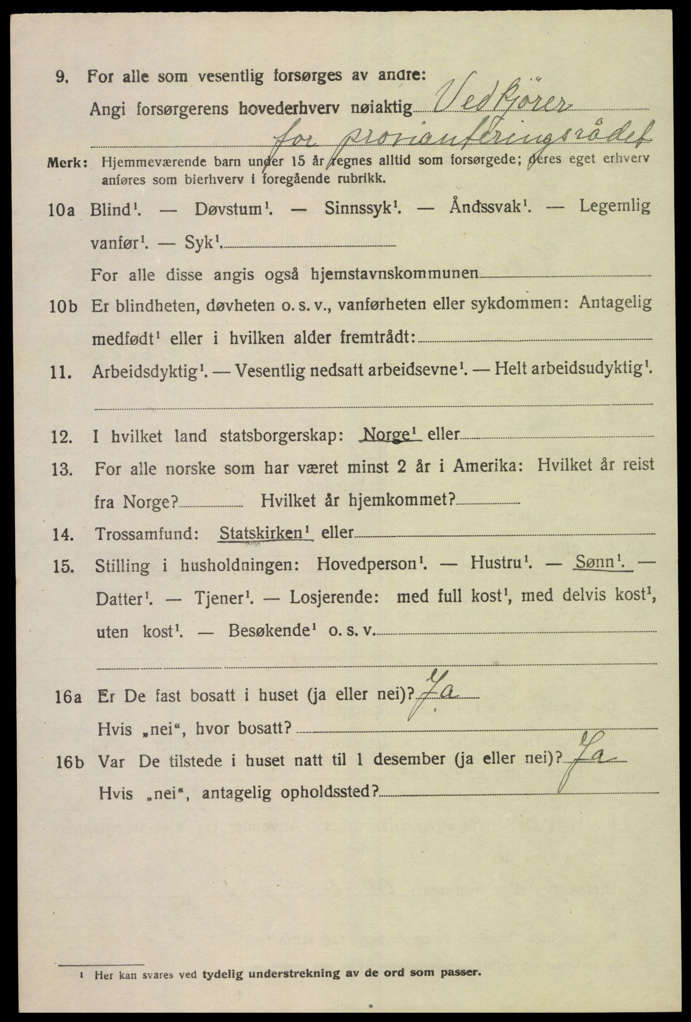 SAK, 1920 census for Vennesla, 1920, p. 4795