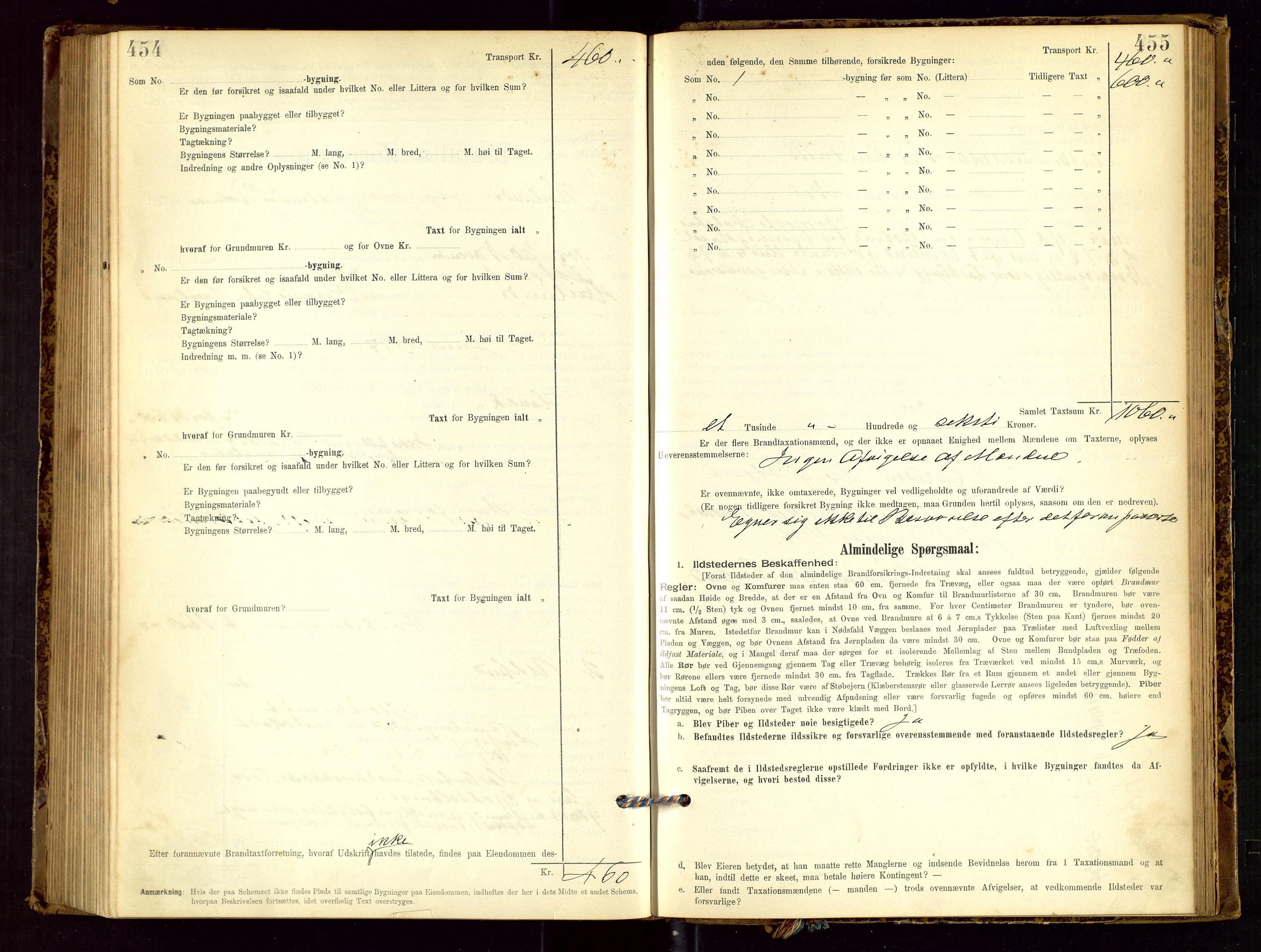 Høyland/Sandnes lensmannskontor, AV/SAST-A-100166/Gob/L0001: "Brandtaxtprotokol", 1890-1913, p. 454-455