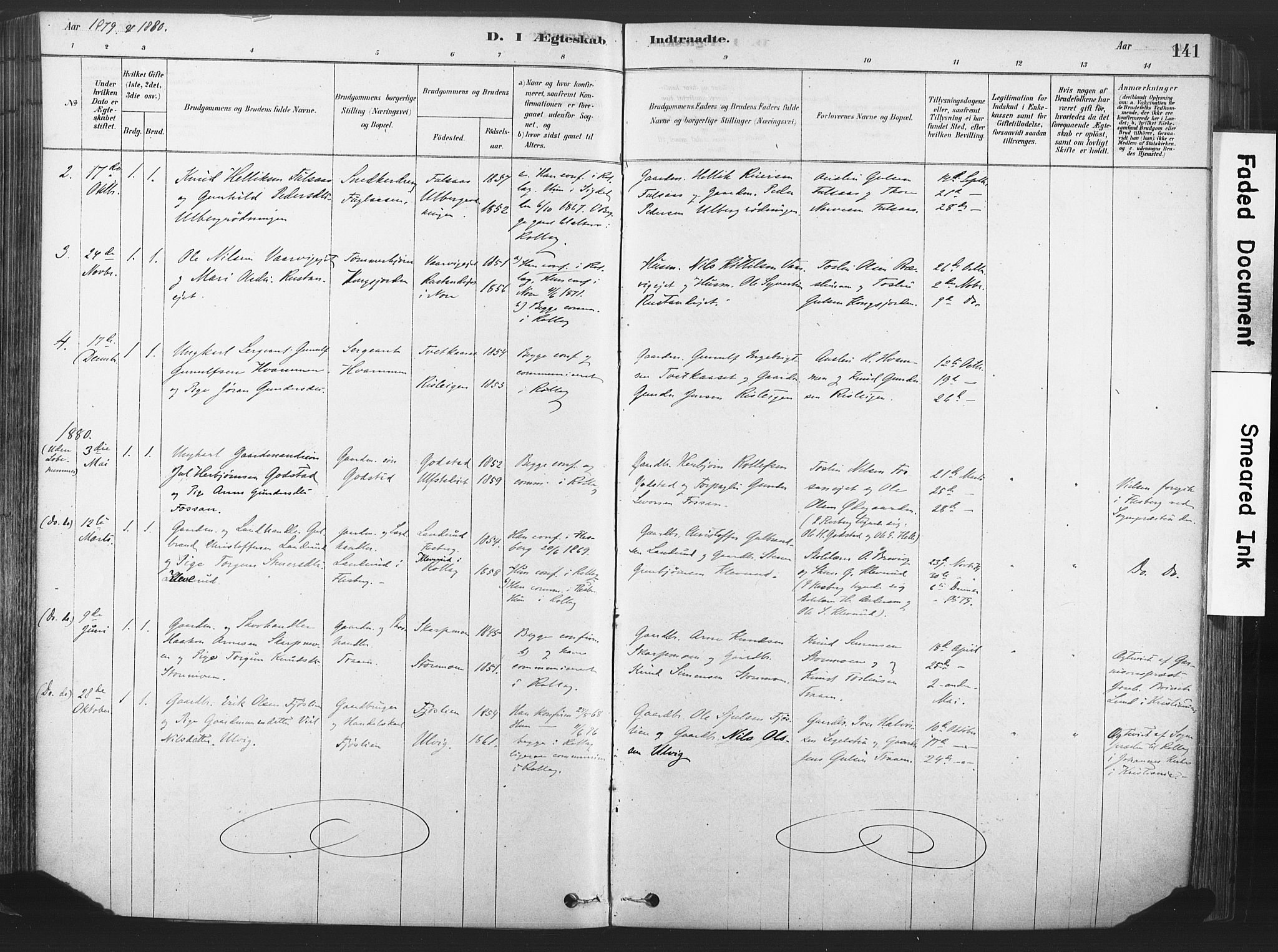 Rollag kirkebøker, SAKO/A-240/F/Fa/L0011: Parish register (official) no. I 11, 1878-1902, p. 141