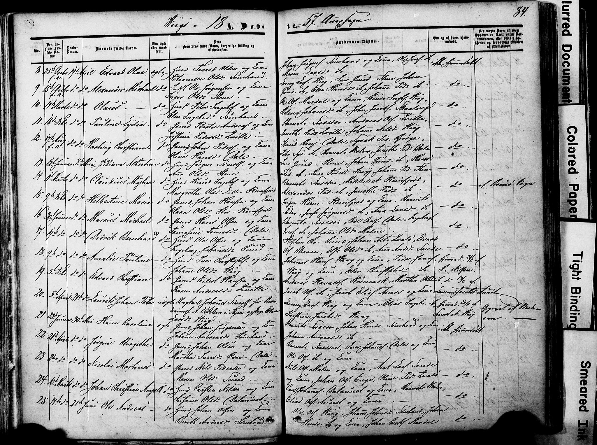 Ministerialprotokoller, klokkerbøker og fødselsregistre - Nordland, AV/SAT-A-1459/812/L0176: Parish register (official) no. 812A05, 1834-1874, p. 84