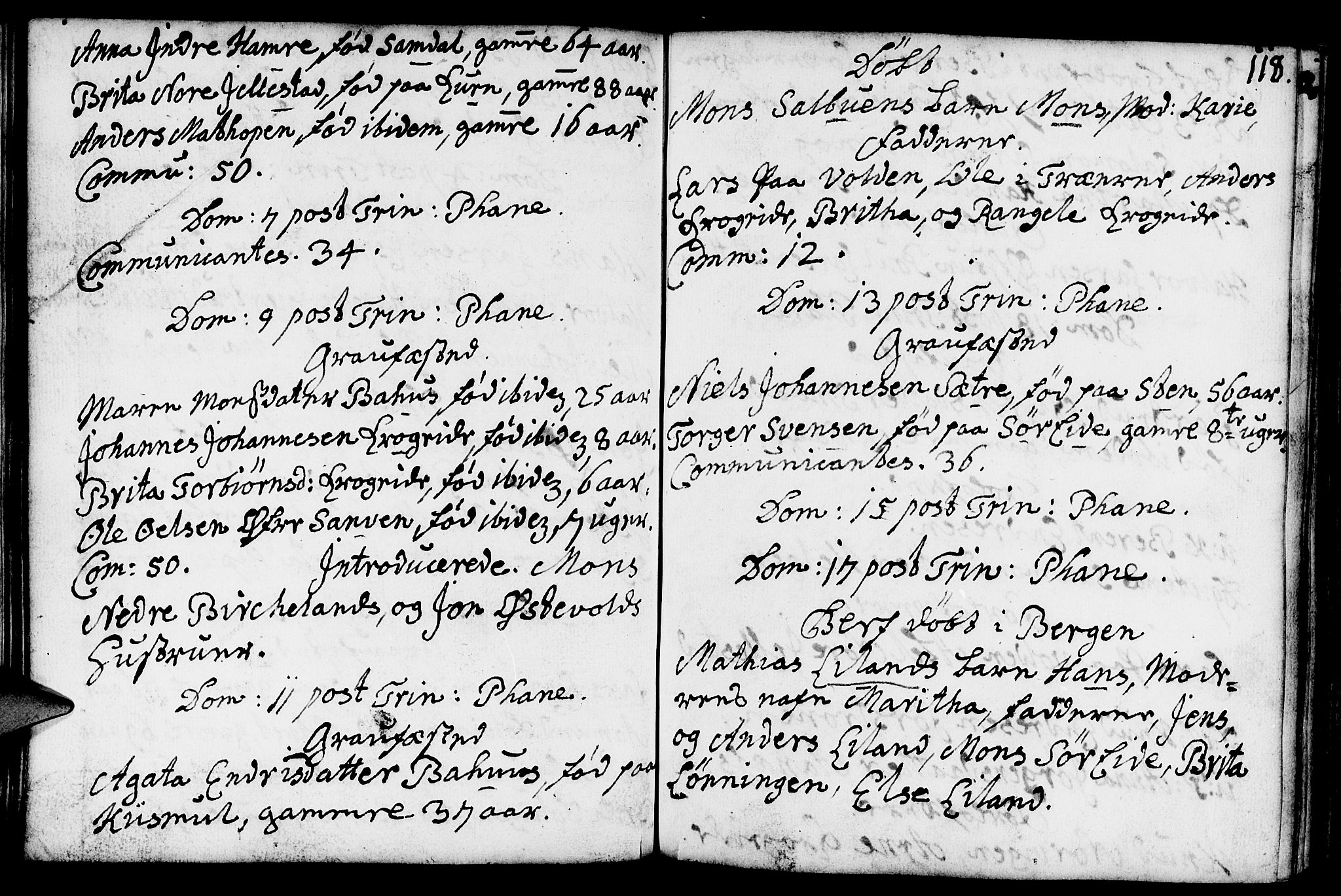 Fana Sokneprestembete, AV/SAB-A-75101/H/Haa/Haaa/L0002: Parish register (official) no. A 2, 1719-1735, p. 118