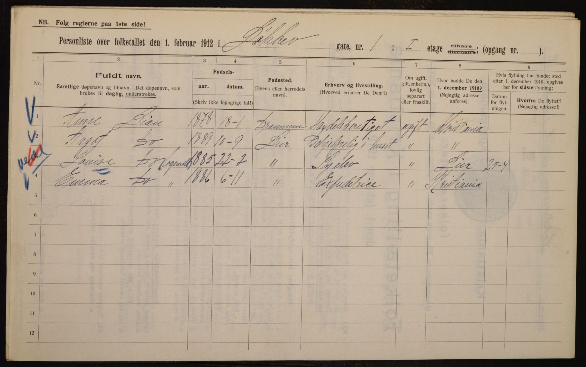 OBA, Municipal Census 1912 for Kristiania, 1912, p. 59016