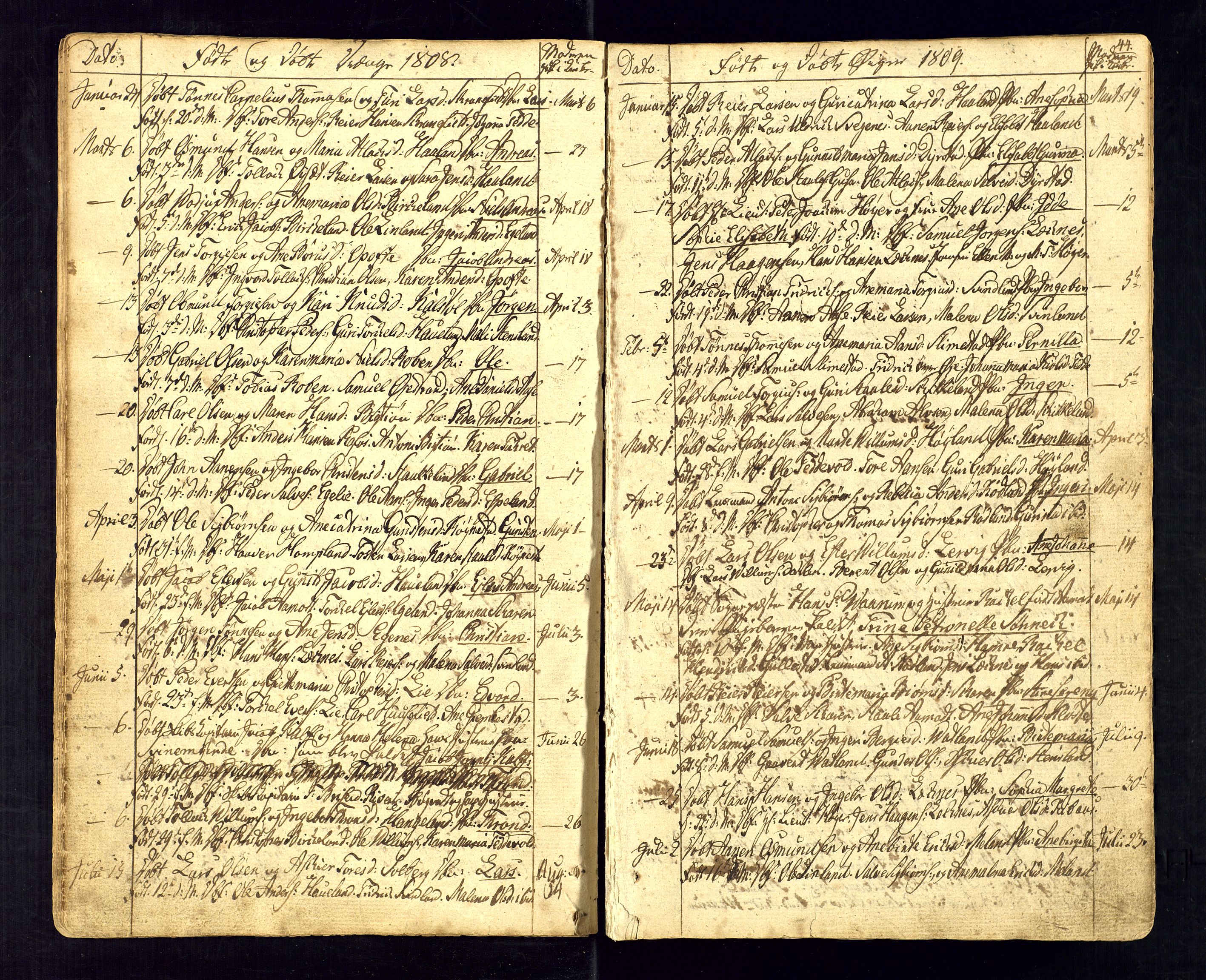 Kvinesdal sokneprestkontor, SAK/1111-0026/F/Fa/Fab/L0002: Parish register (official) no. A 2, 1789-1815, p. 44