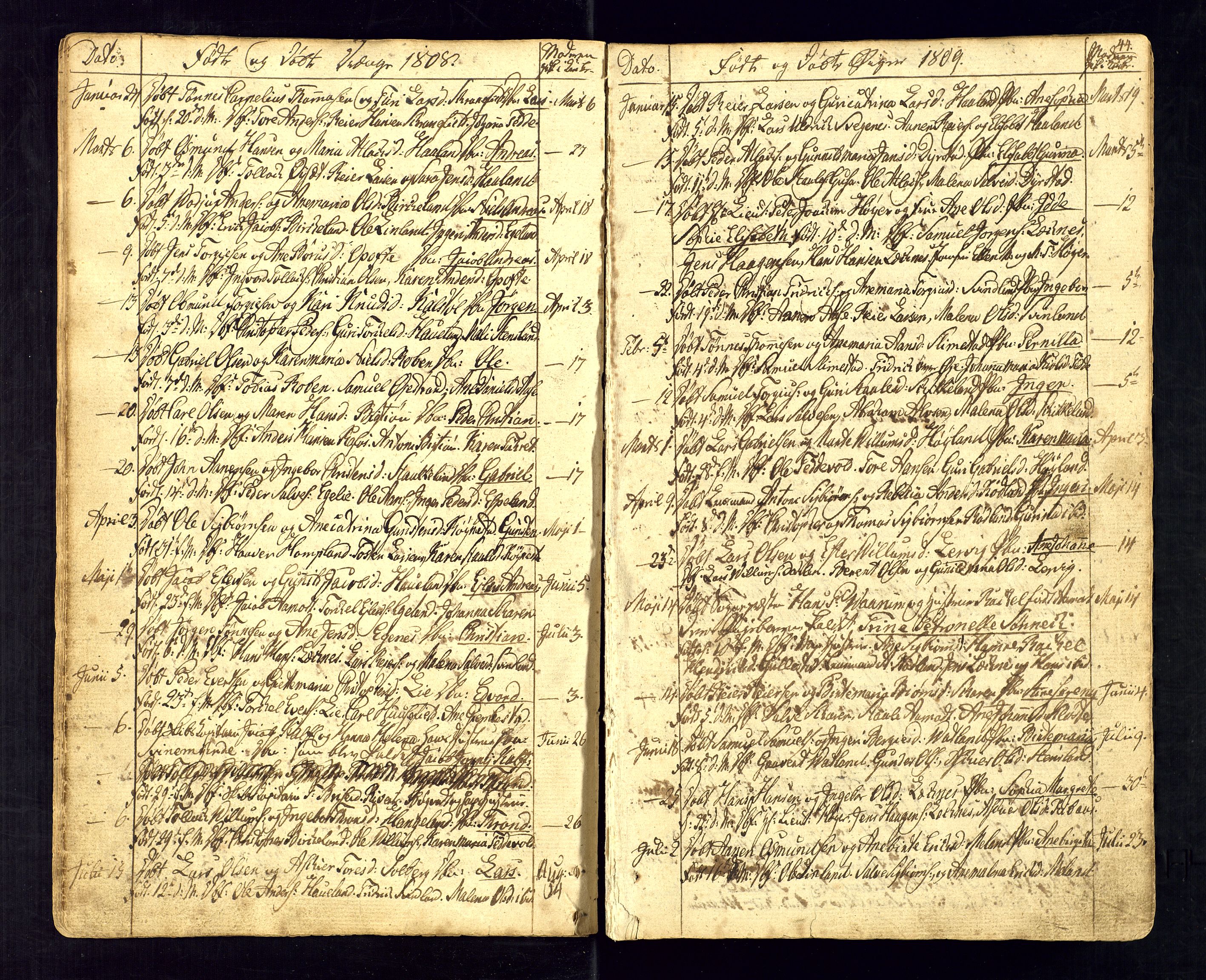 Kvinesdal sokneprestkontor, AV/SAK-1111-0026/F/Fa/Fab/L0002: Parish register (official) no. A 2, 1789-1815, p. 44