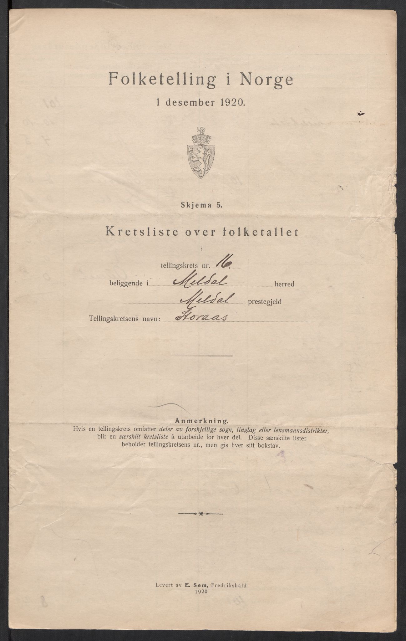 SAT, 1920 census for Meldal, 1920, p. 55