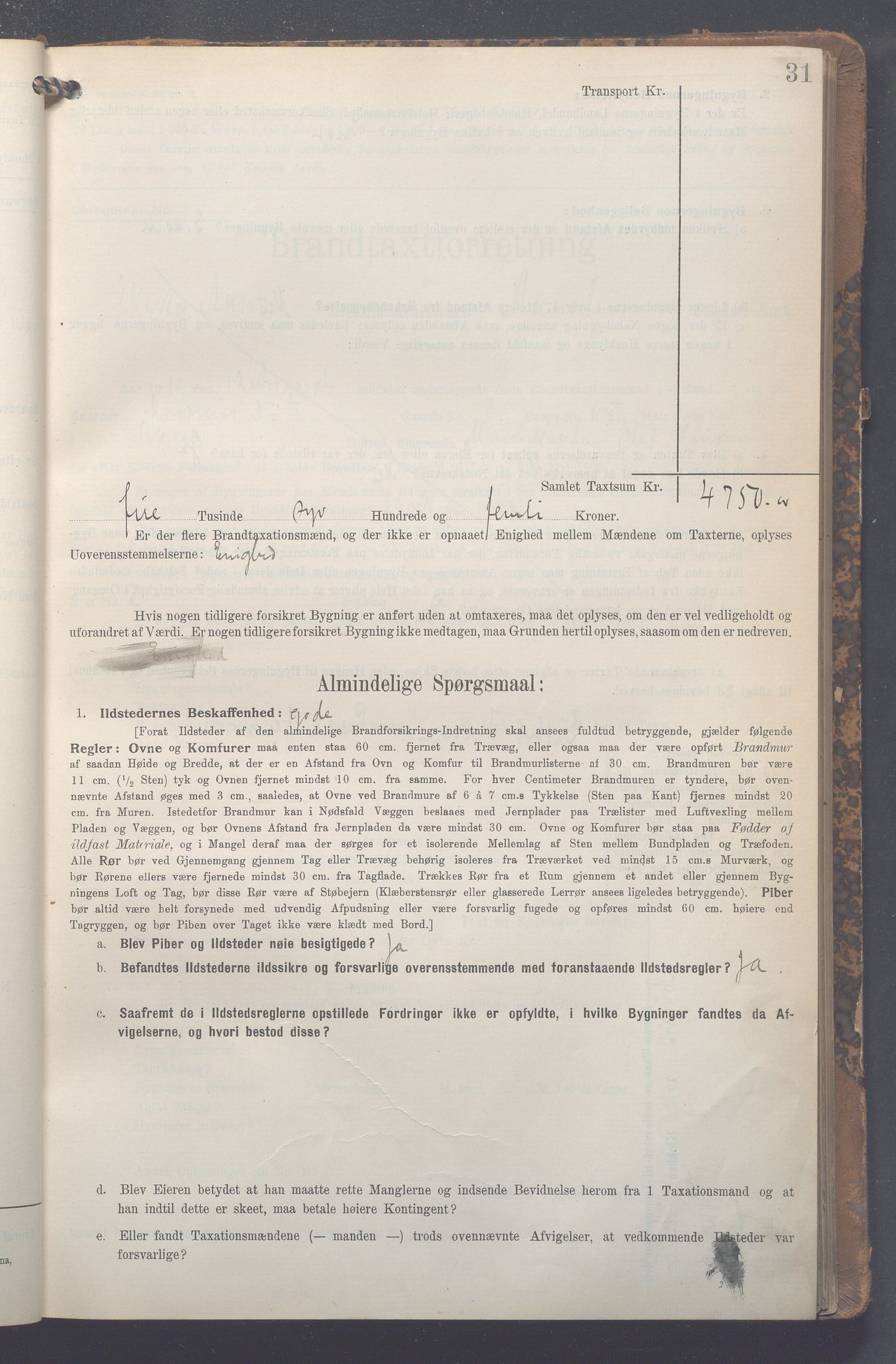Lensmennene i Aker, OBA/A-10133/F/Fa/L0013: Branntakstprotokoll, 1909-1914, p. 31