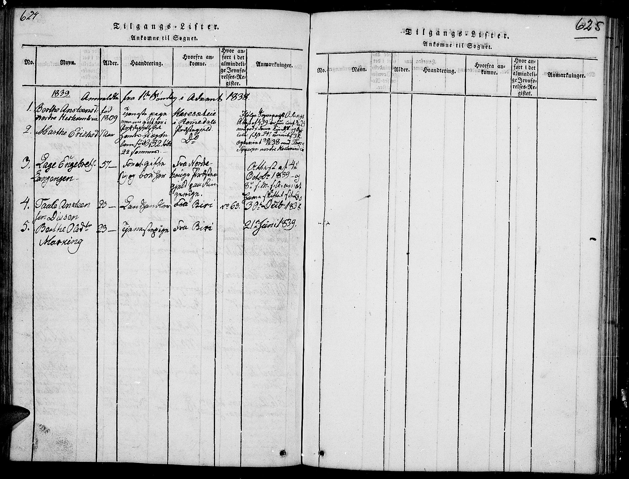 Sør-Aurdal prestekontor, SAH/PREST-128/H/Ha/Hab/L0002: Parish register (copy) no. 2, 1826-1840, p. 624-625