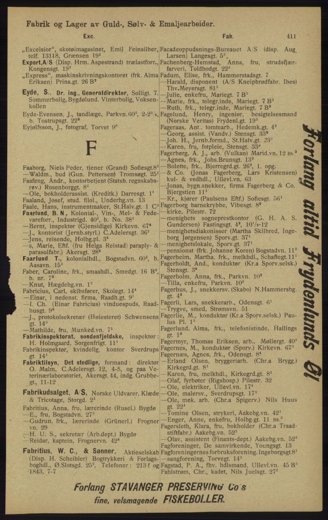 Kristiania/Oslo adressebok, PUBL/-, 1913, p. 423
