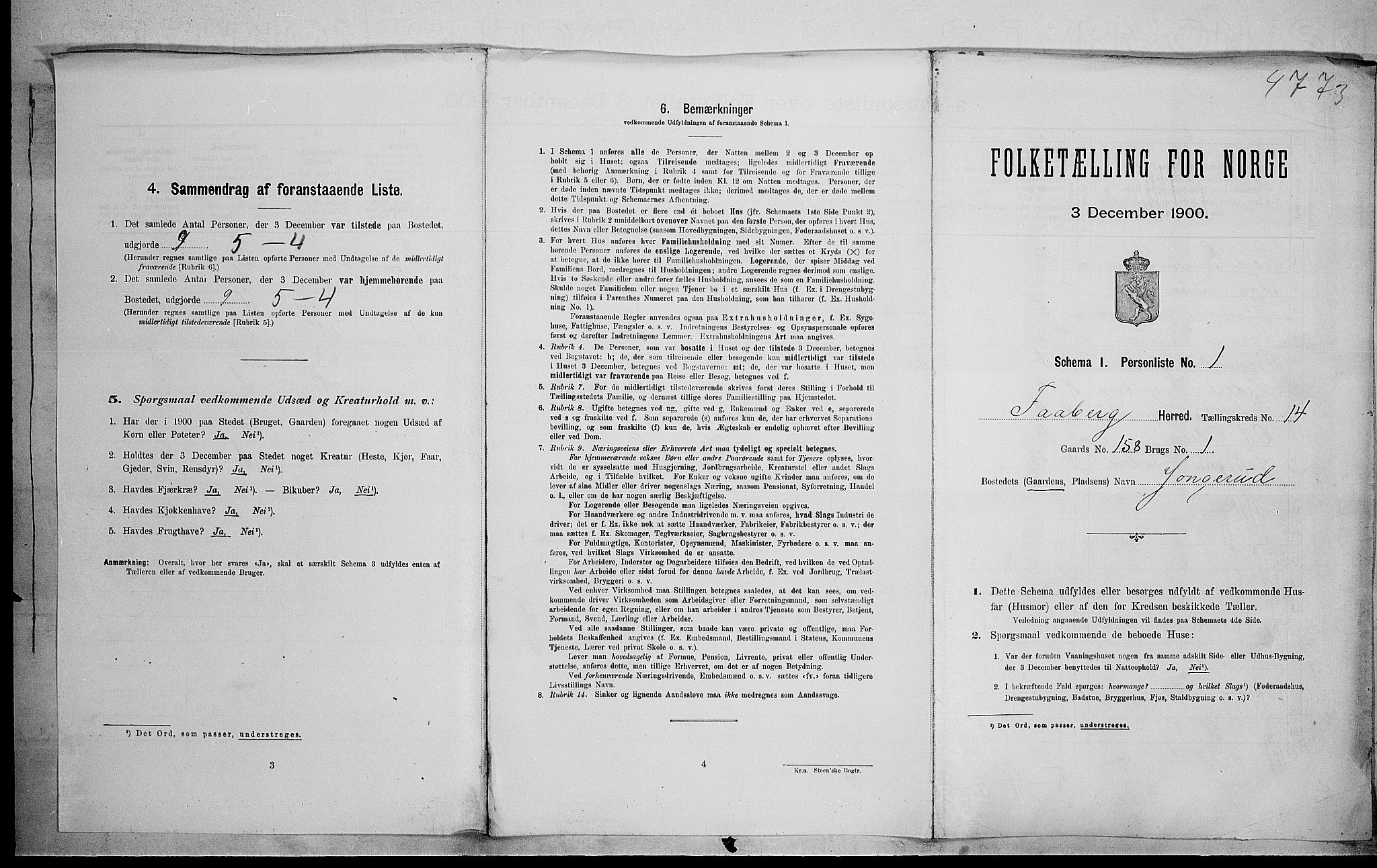 SAH, 1900 census for Fåberg, 1900, p. 1526