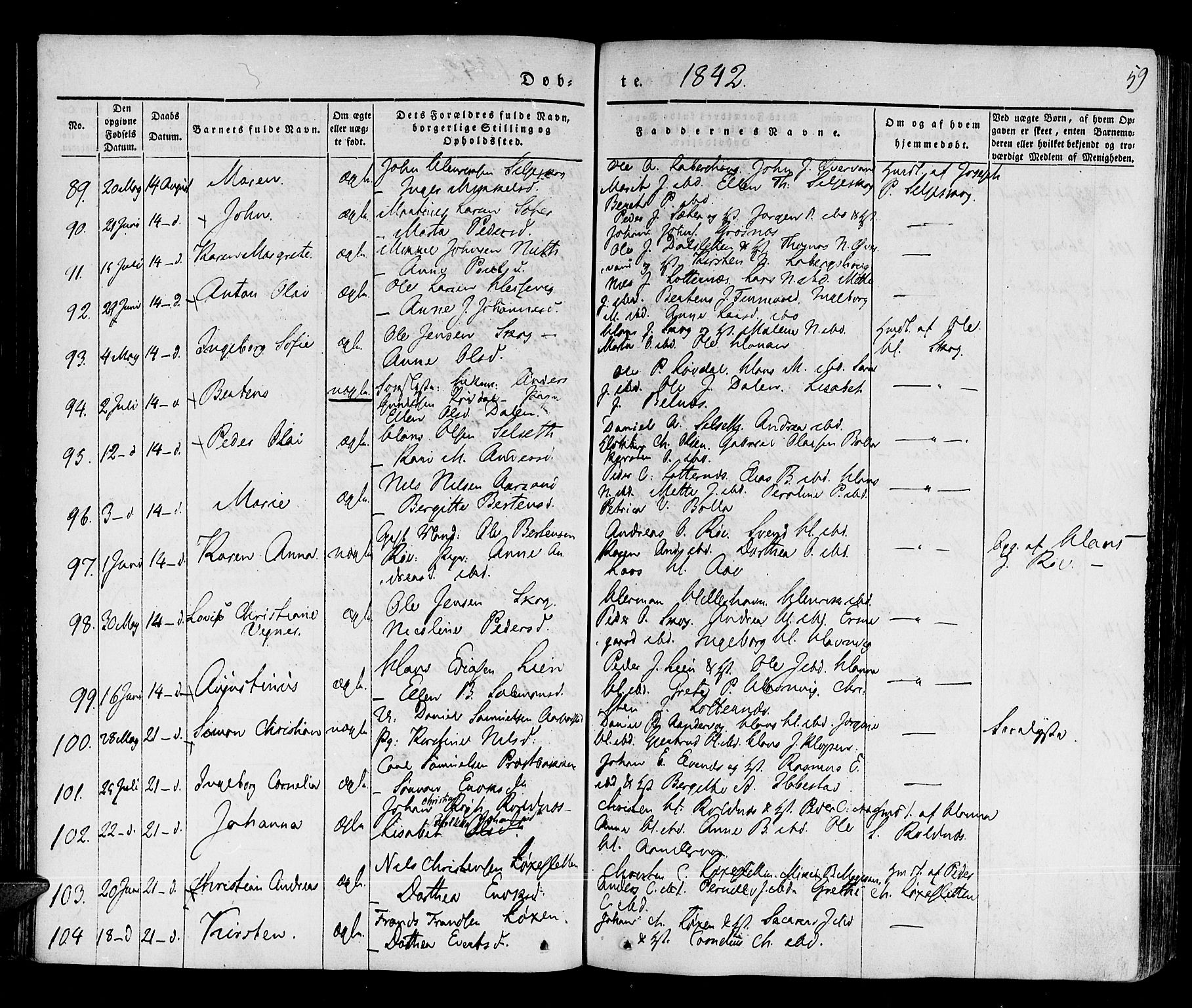 Ibestad sokneprestembete, SATØ/S-0077/H/Ha/Haa/L0006kirke: Parish register (official) no. 6, 1837-1850, p. 59