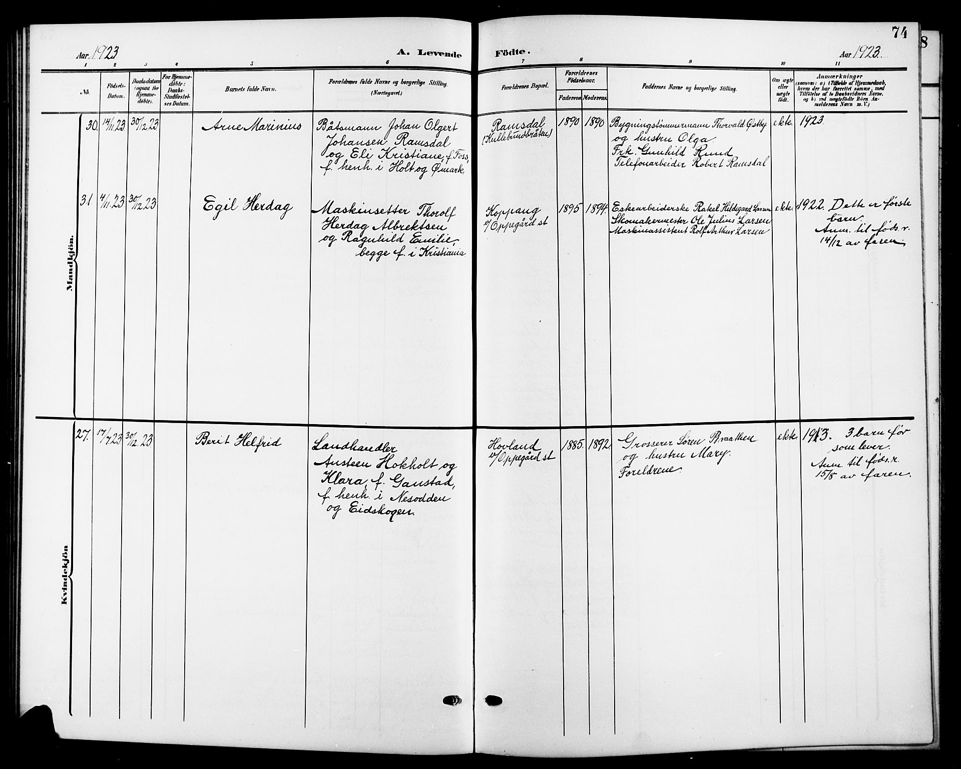 Nesodden prestekontor Kirkebøker, SAO/A-10013/G/Gb/L0001: Parish register (copy) no. II 1, 1905-1924, p. 74