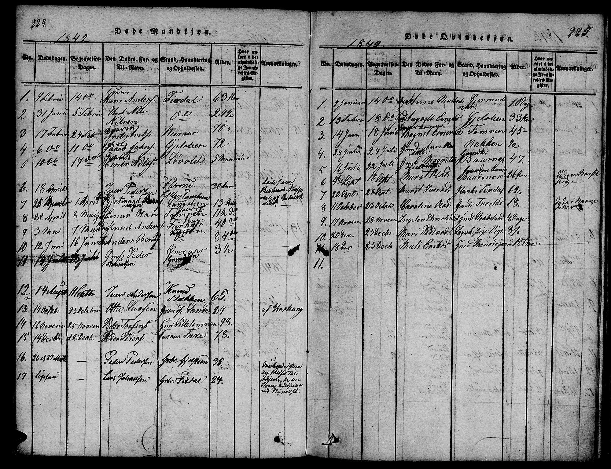Ministerialprotokoller, klokkerbøker og fødselsregistre - Møre og Romsdal, SAT/A-1454/539/L0528: Parish register (official) no. 539A01, 1818-1847, p. 224-225