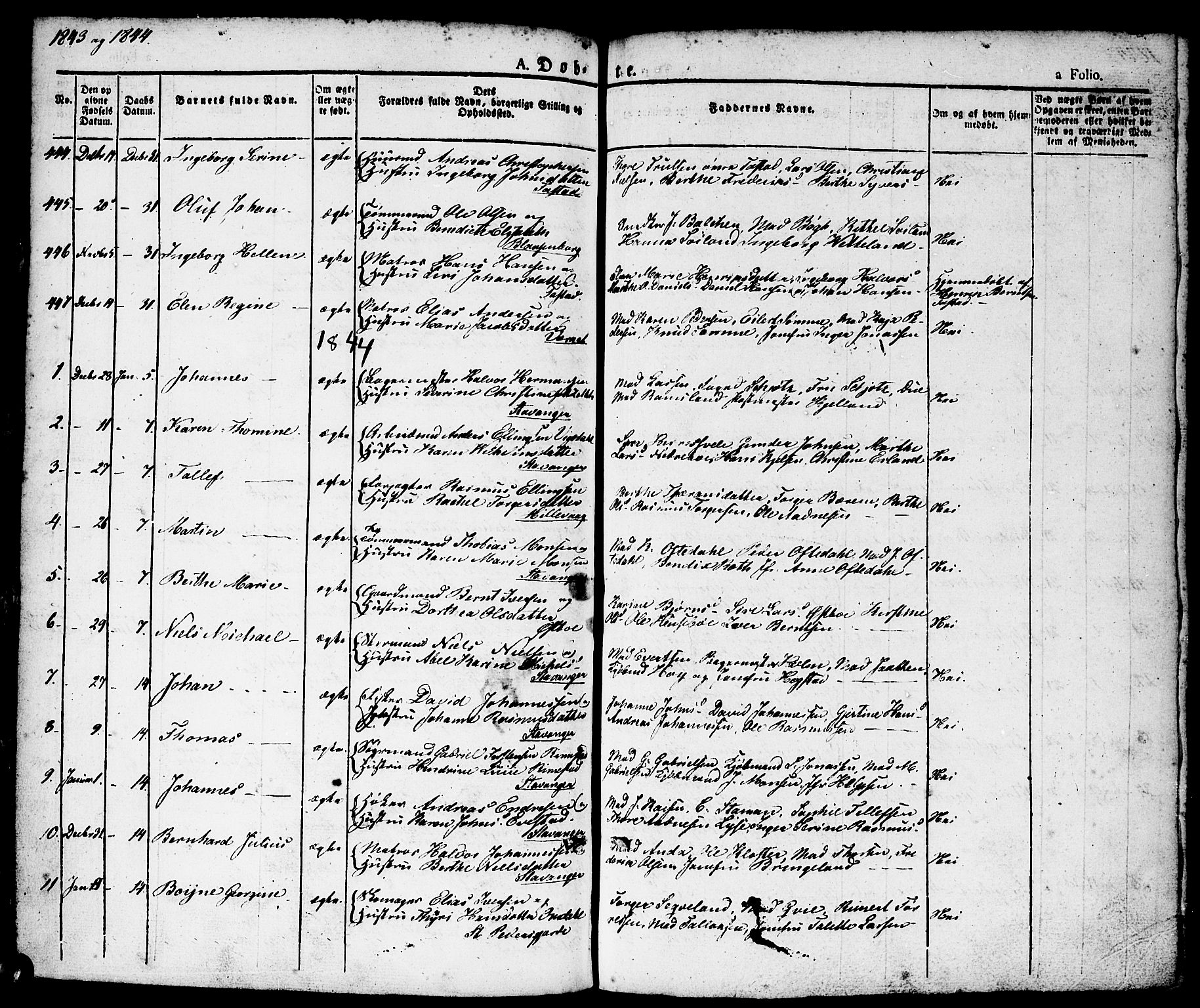 Domkirken sokneprestkontor, AV/SAST-A-101812/001/30/30BA/L0011: Parish register (official) no. A 11, 1832-1856