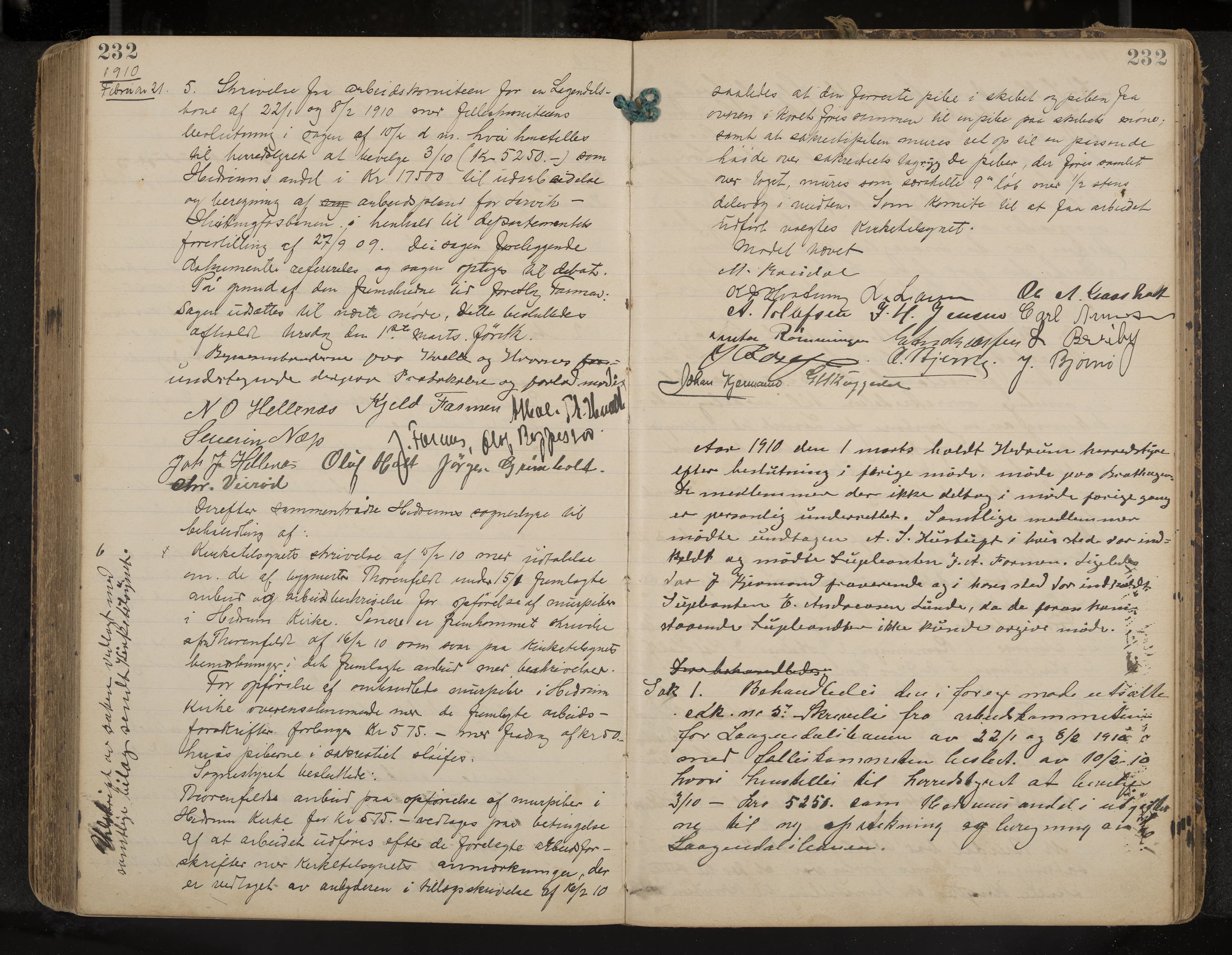 Hedrum formannskap og sentraladministrasjon, IKAK/0727021/A/Aa/L0005: Møtebok, 1899-1911, p. 232