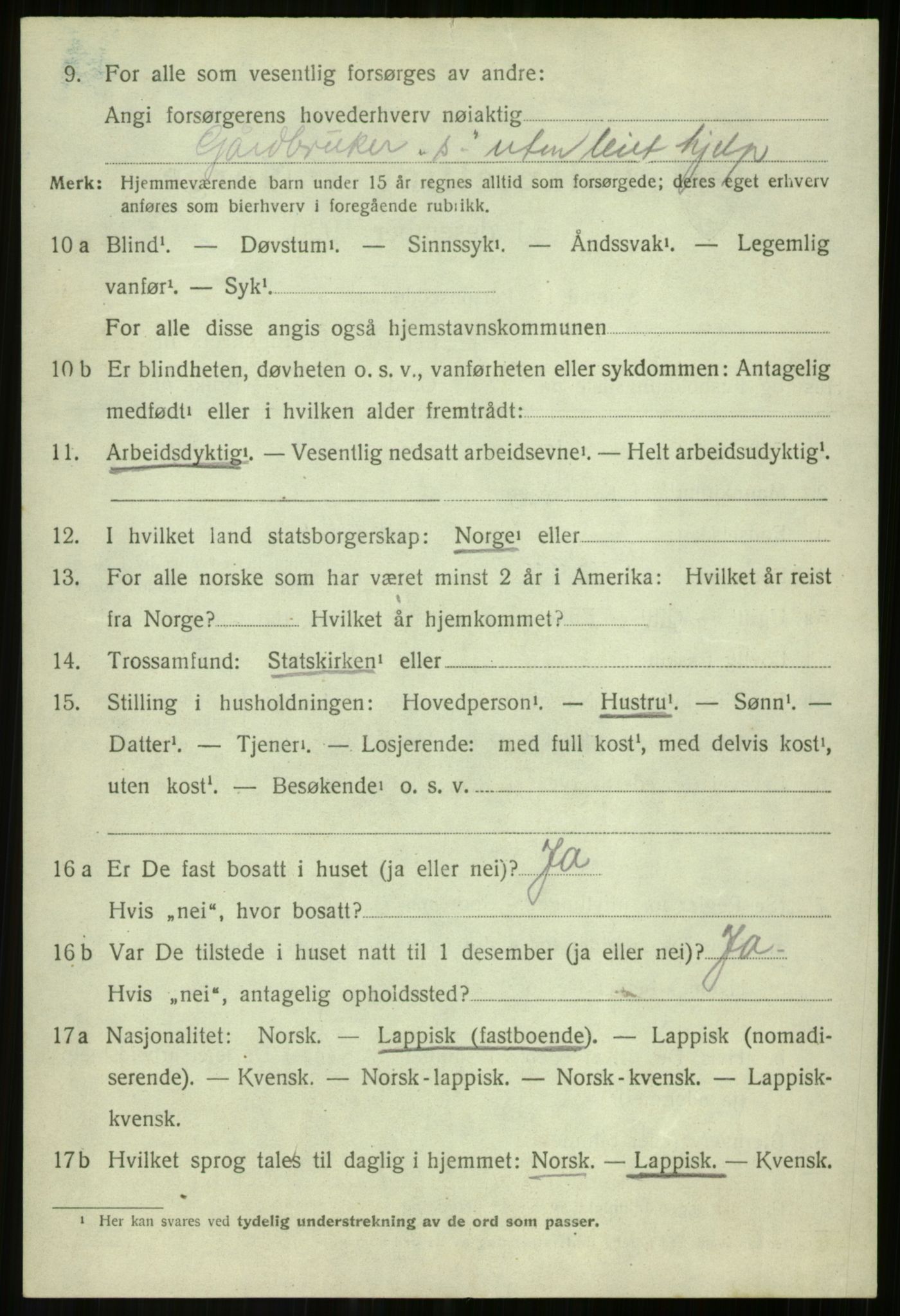 SATØ, 1920 census for Salangen, 1920, p. 5625