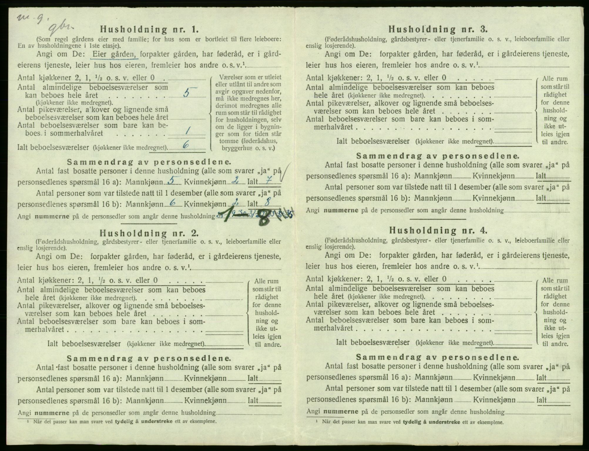 SAB, 1920 census for Fitjar, 1920, p. 460