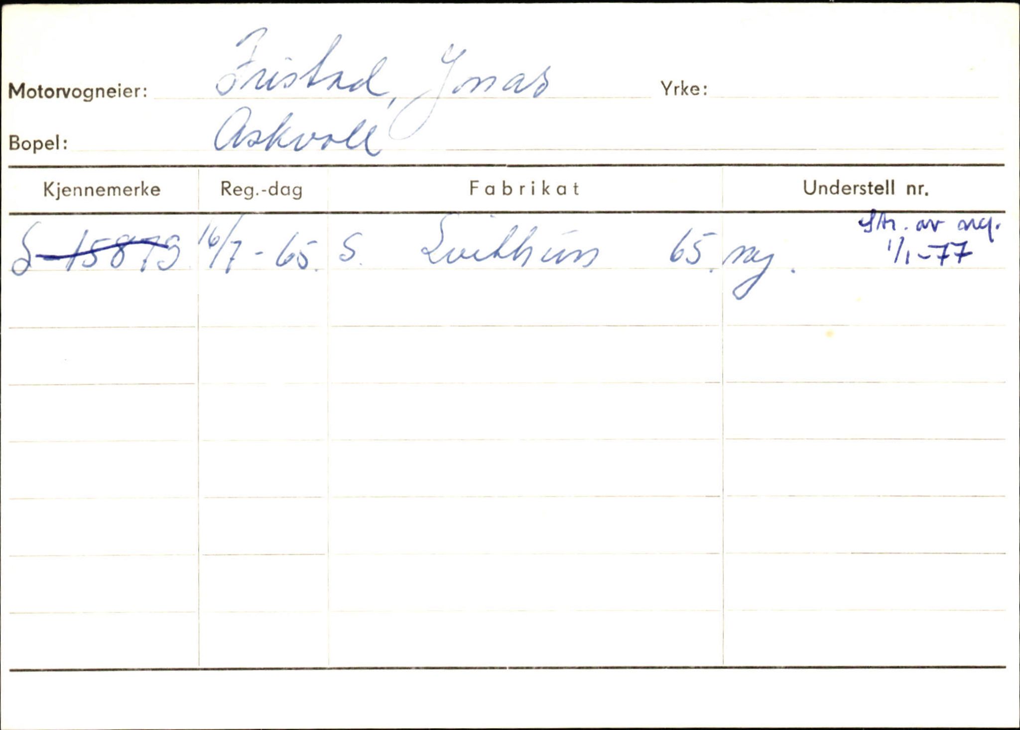 Statens vegvesen, Sogn og Fjordane vegkontor, AV/SAB-A-5301/4/F/L0132: Eigarregister Askvoll A-Å. Balestrand A-Å, 1945-1975, p. 315