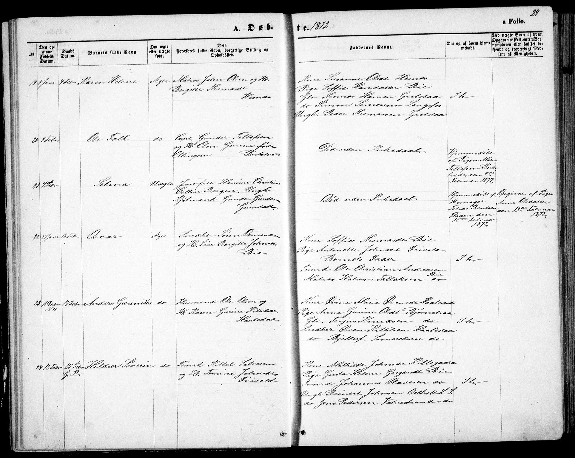 Fjære sokneprestkontor, AV/SAK-1111-0011/F/Fb/L0010: Parish register (copy) no. B 10, 1871-1880, p. 29