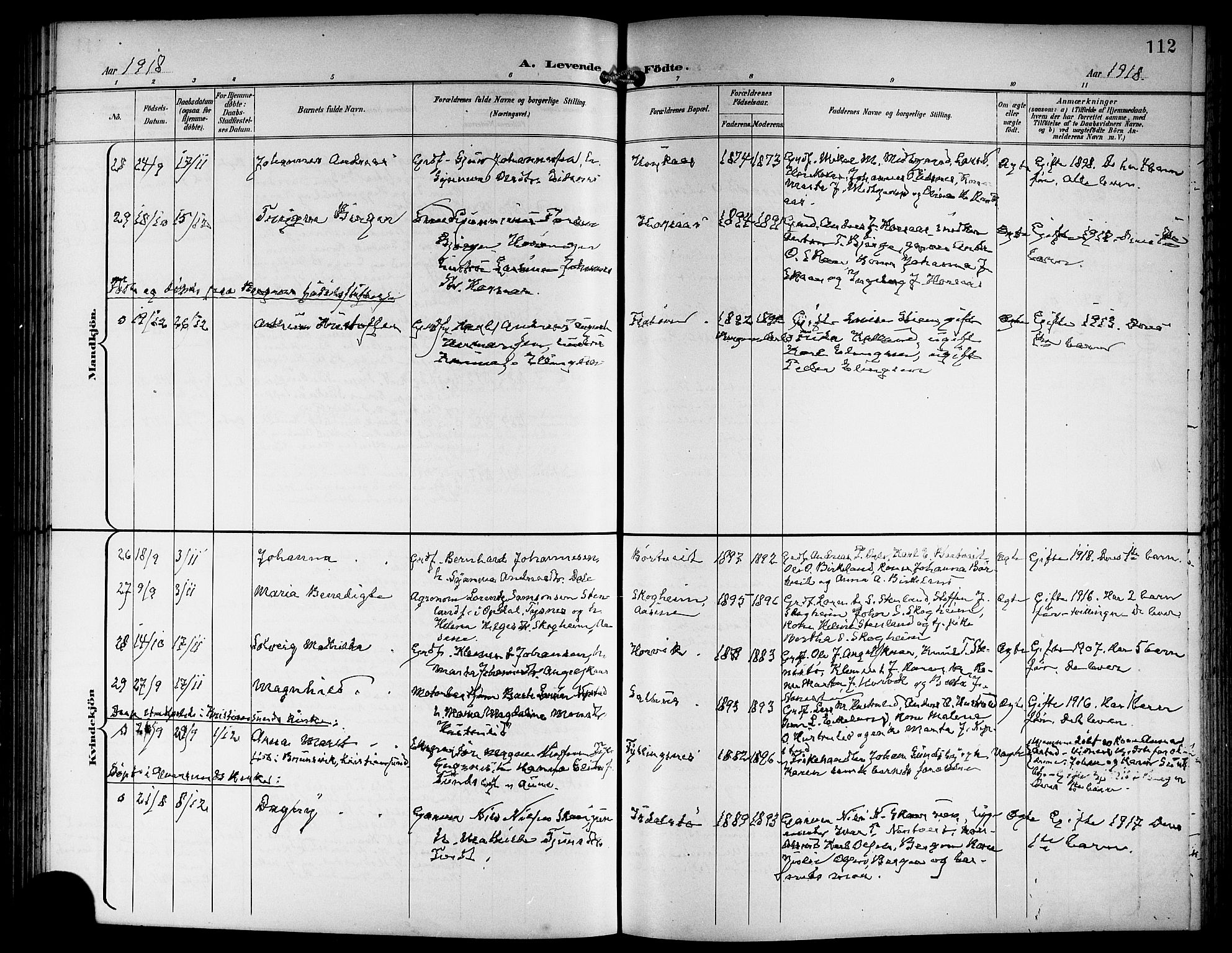 Hamre sokneprestembete, SAB/A-75501/H/Ha/Hab: Parish register (copy) no. B 4, 1898-1919, p. 112