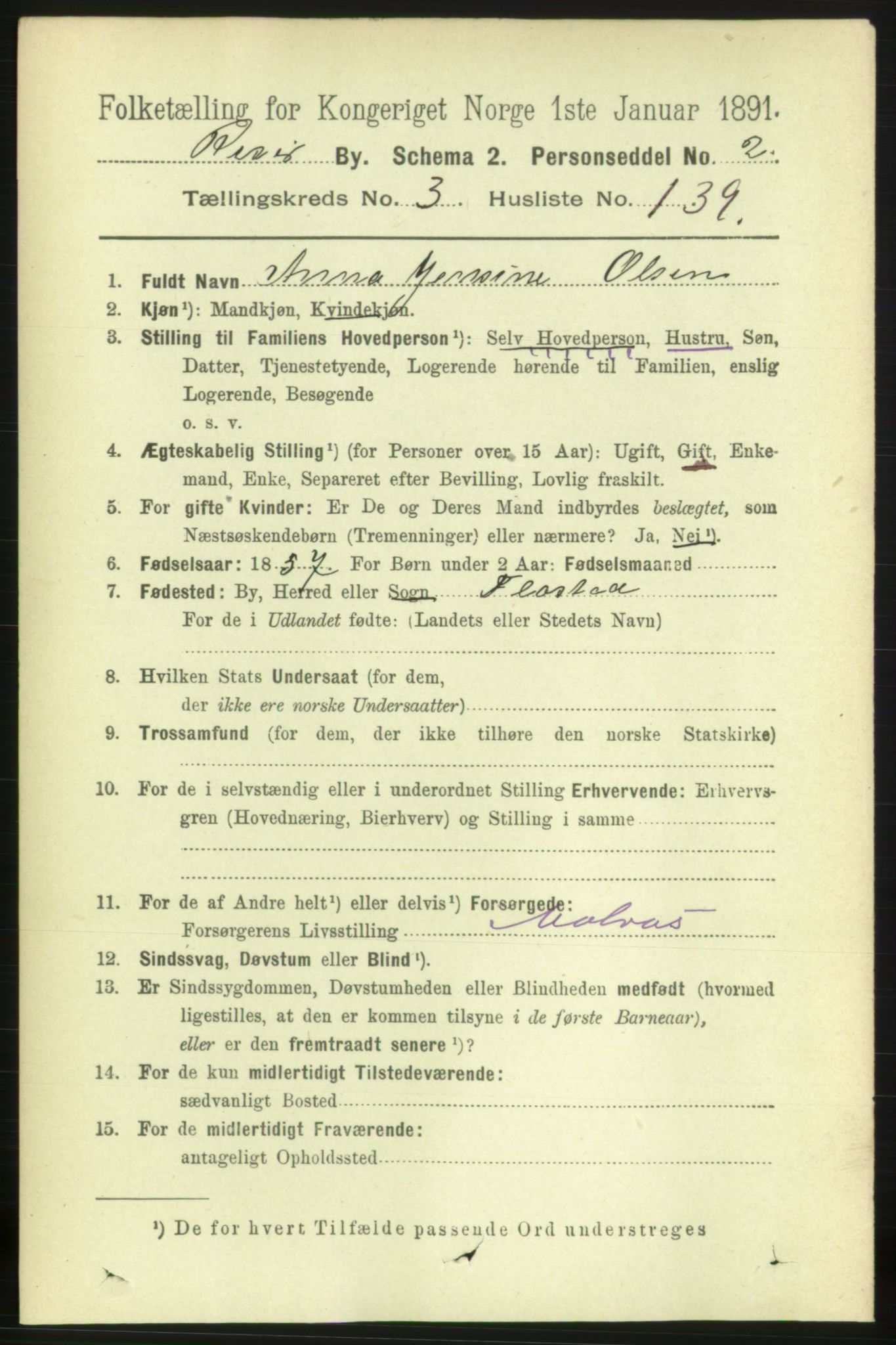 RA, 1891 census for 0901 Risør, 1891, p. 4160