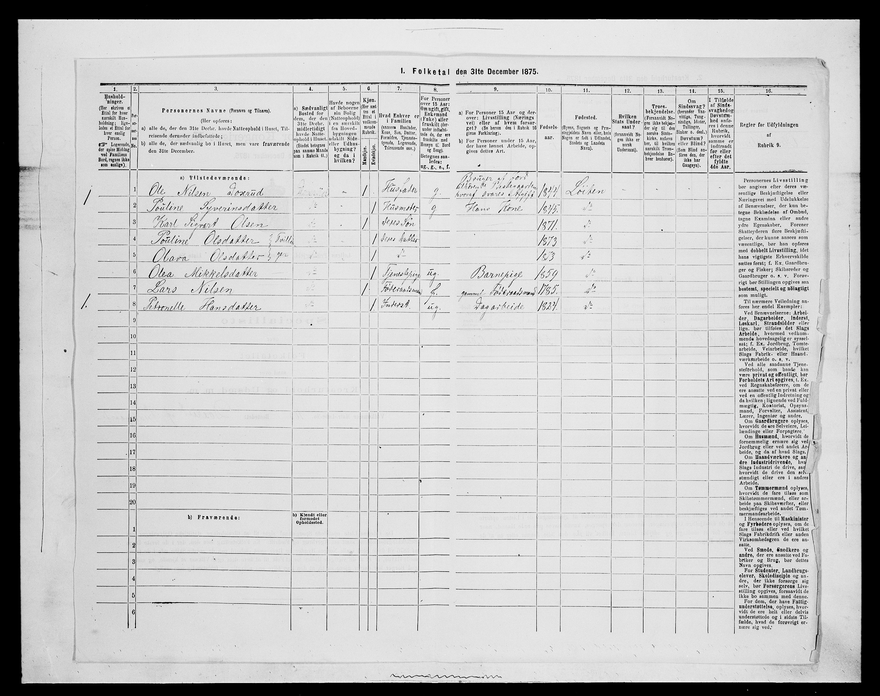 SAH, 1875 census for 0415P Løten, 1875, p. 108