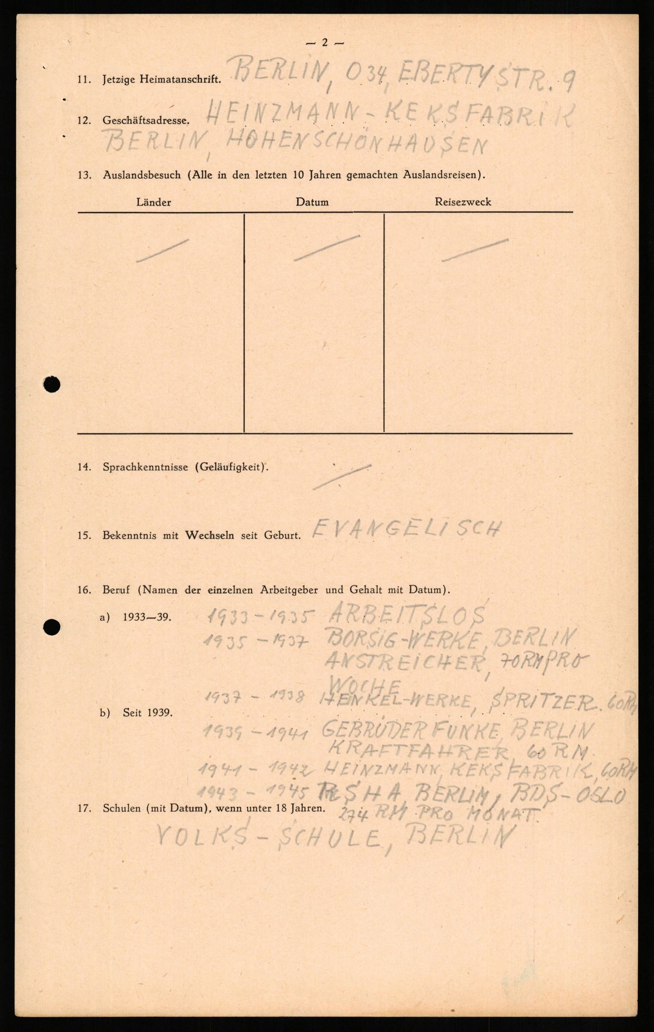 Forsvaret, Forsvarets overkommando II, AV/RA-RAFA-3915/D/Db/L0017: CI Questionaires. Tyske okkupasjonsstyrker i Norge. Tyskere., 1945-1946, p. 491