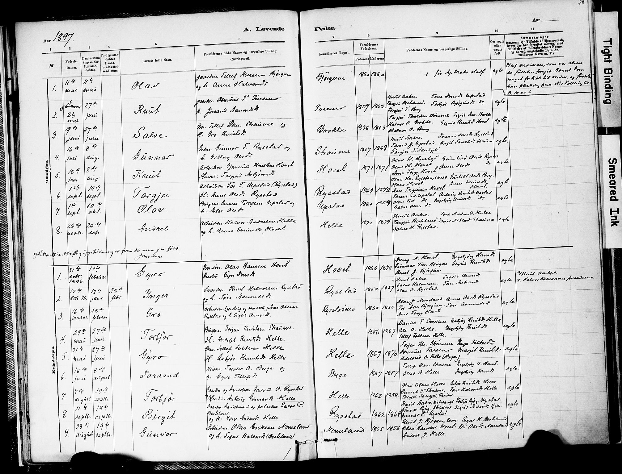 Valle sokneprestkontor, SAK/1111-0044/F/Fa/Fab/L0001: Parish register (official) no. A 1, 1882-1910, p. 28