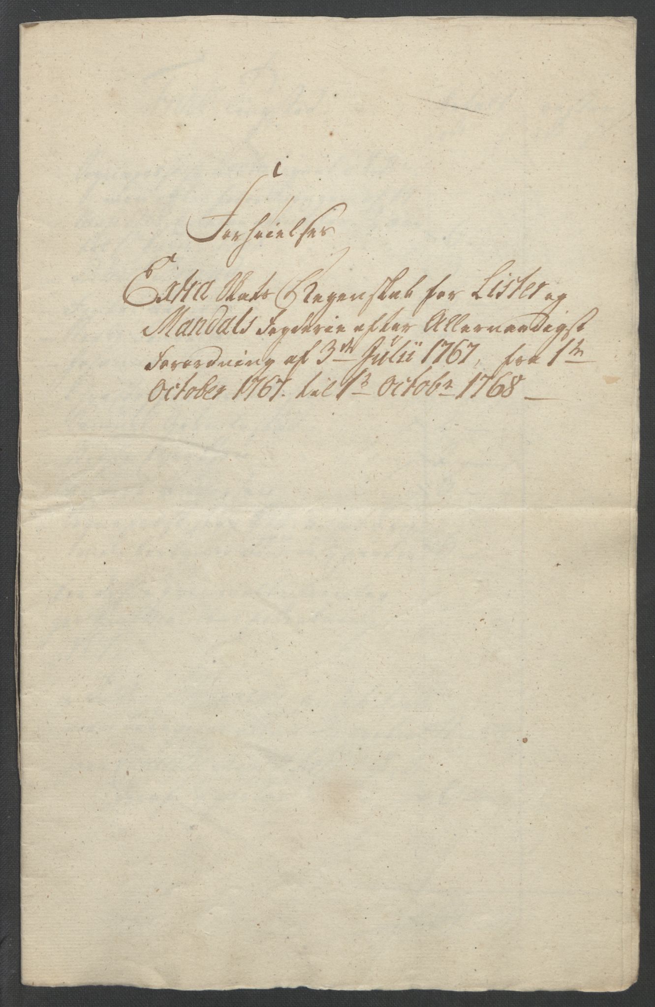 Rentekammeret inntil 1814, Reviderte regnskaper, Fogderegnskap, RA/EA-4092/R45/L2704: Ekstraskatten Lista og Mandal, 1762-1768, p. 333