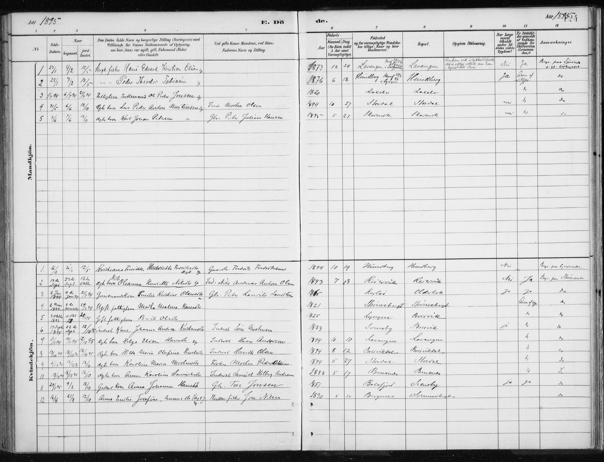 Lyngen sokneprestembete, AV/SATØ-S-1289/H/He/Hea/L0010kirke: Parish register (official) no. 10, 1883-1904, p. 124