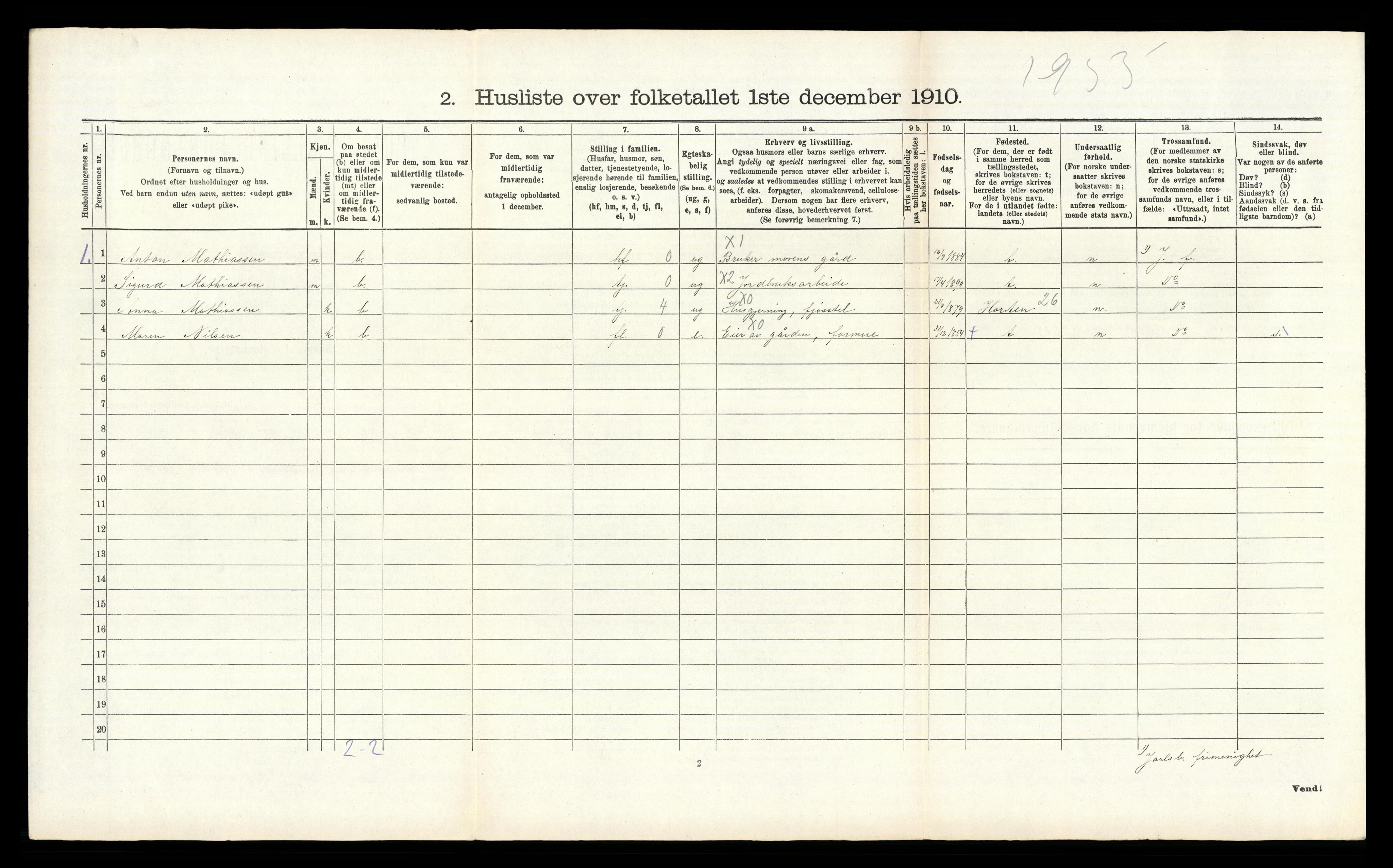 RA, 1910 census for Våle, 1910, p. 743