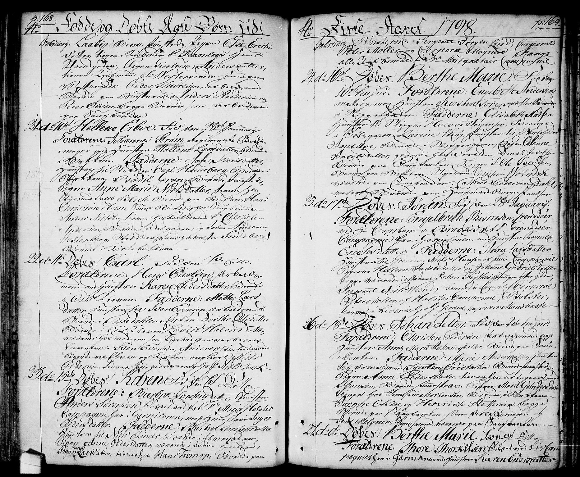 Halden prestekontor Kirkebøker, SAO/A-10909/F/Fa/L0002: Parish register (official) no. I 2, 1792-1812, p. 168-169