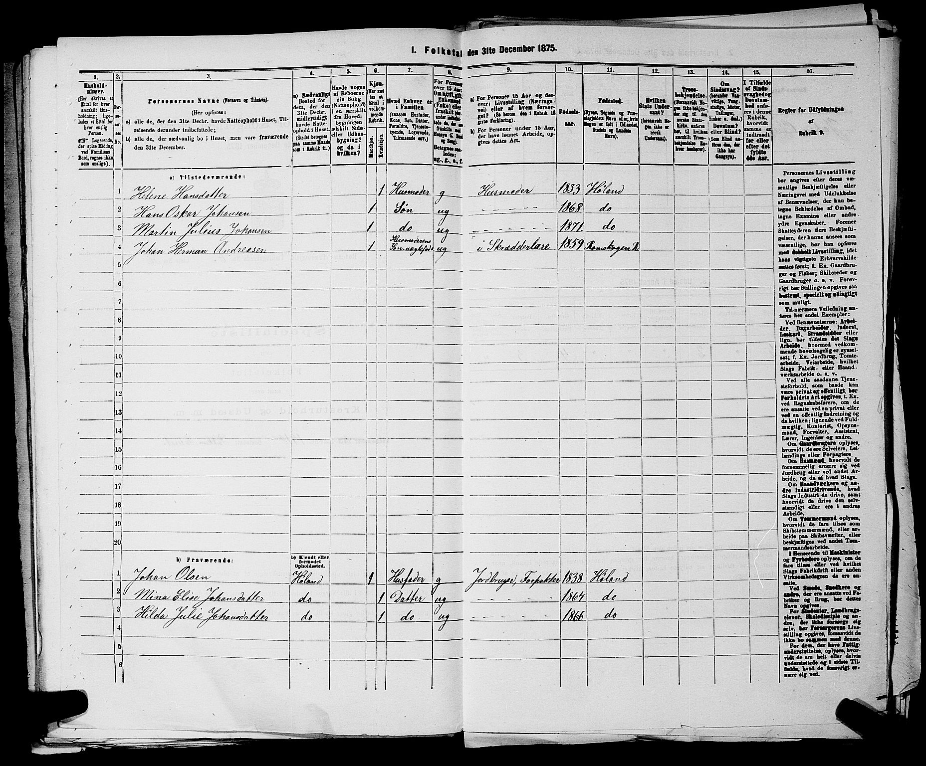 RA, 1875 census for 0120P Rødenes, 1875, p. 819