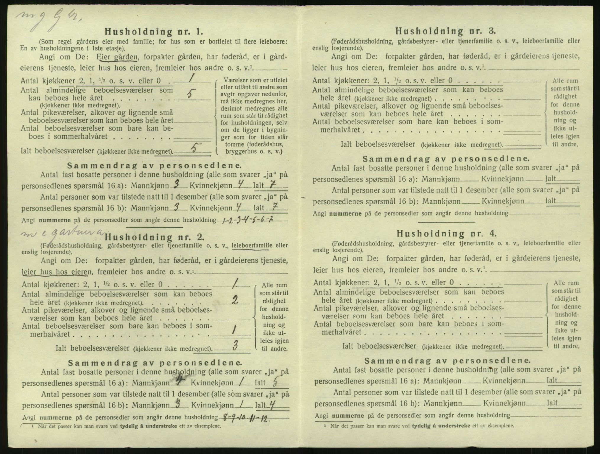 SAK, 1920 census for Fjære, 1920, p. 1198