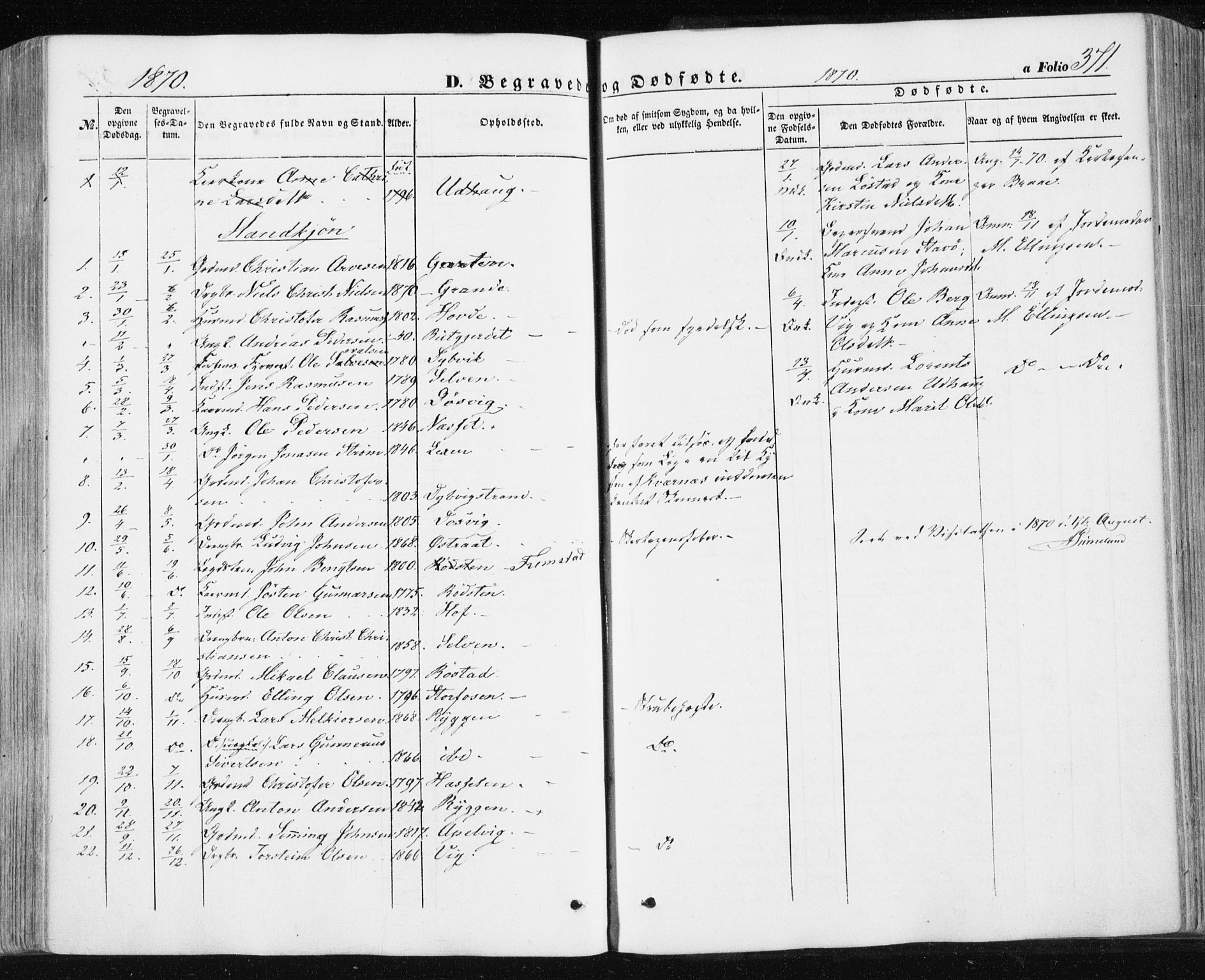 Ministerialprotokoller, klokkerbøker og fødselsregistre - Sør-Trøndelag, AV/SAT-A-1456/659/L0737: Parish register (official) no. 659A07, 1857-1875, p. 371