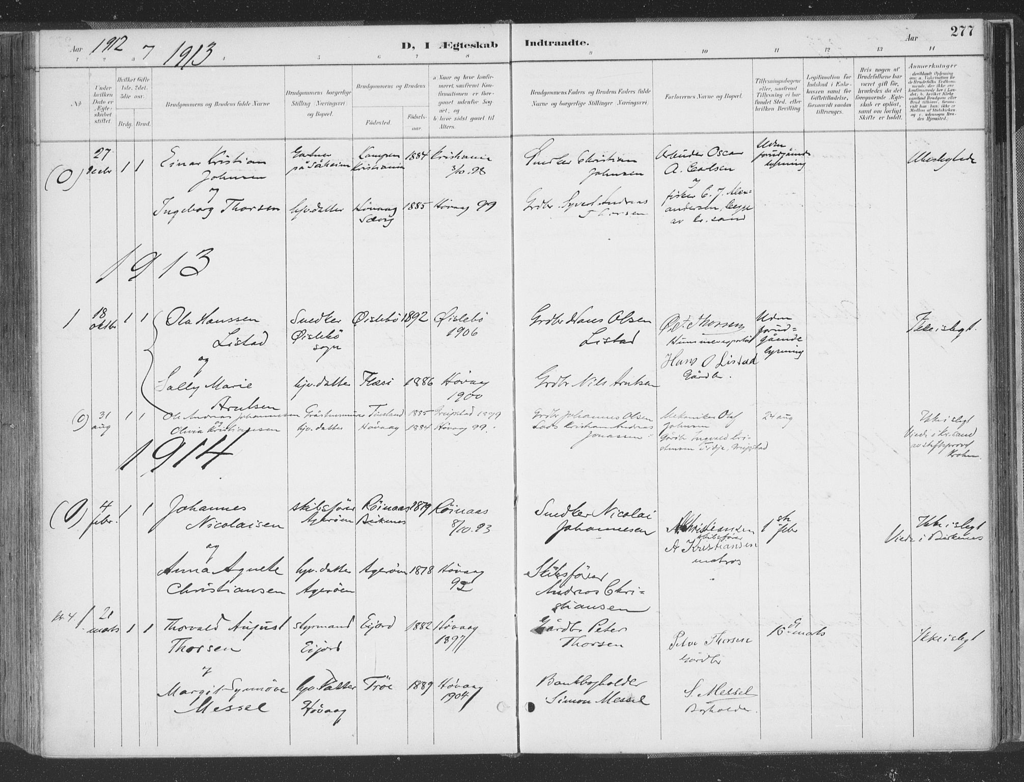 Høvåg sokneprestkontor, AV/SAK-1111-0025/F/Fa/L0006: Parish register (official) no. A 6, 1894-1923, p. 277