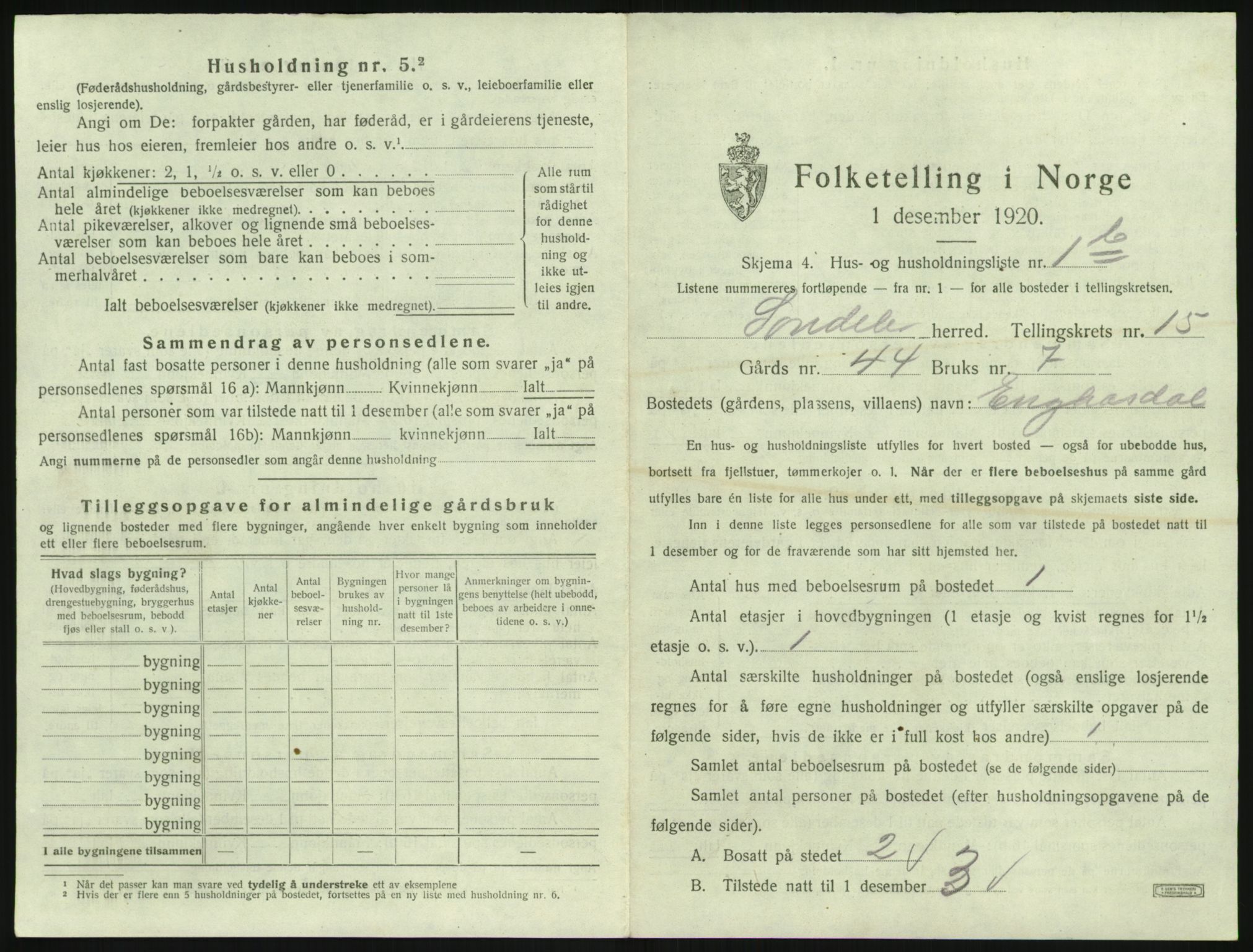 SAK, 1920 census for Søndeled, 1920, p. 1137