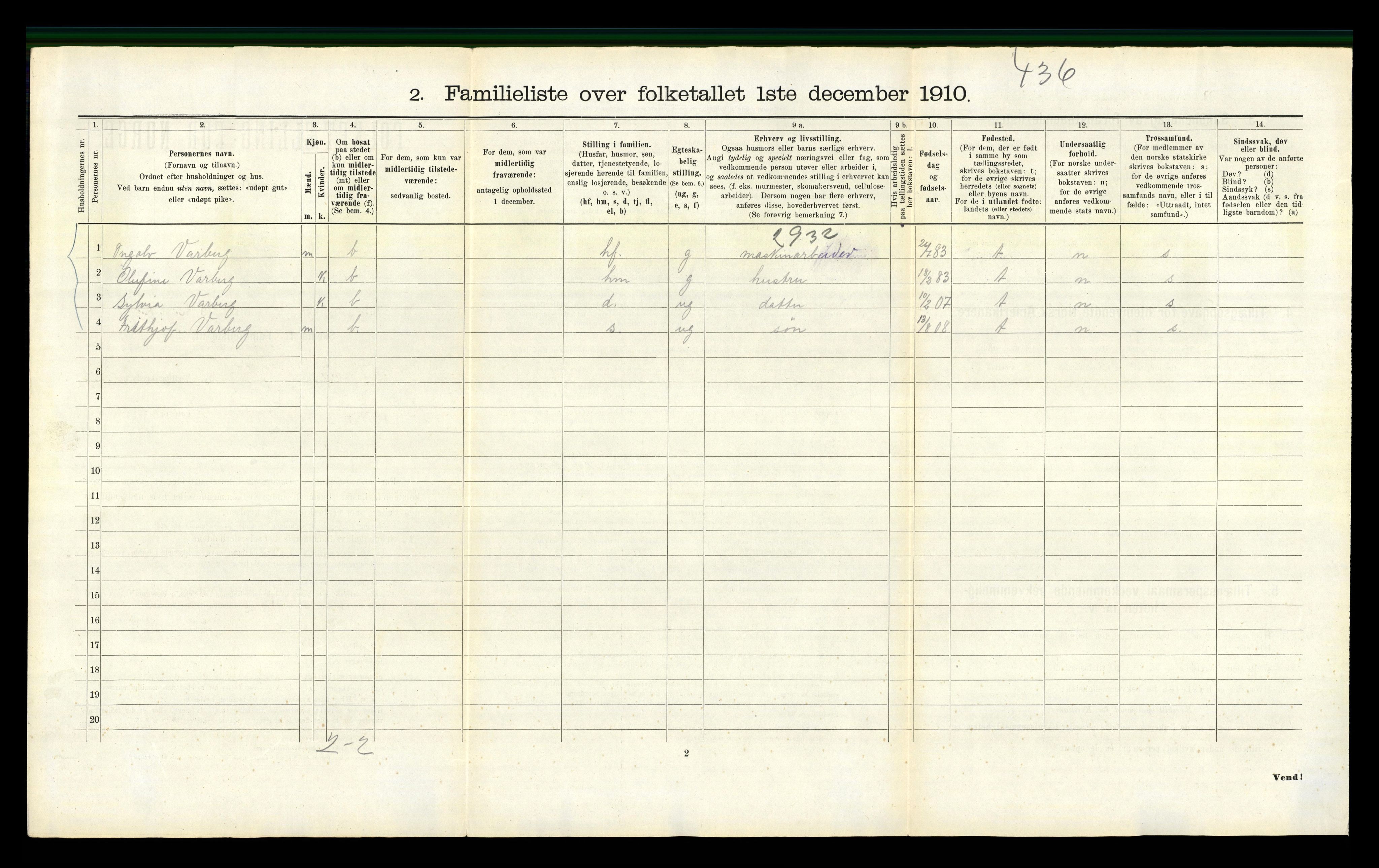 RA, 1910 census for Bergen, 1910, p. 43976